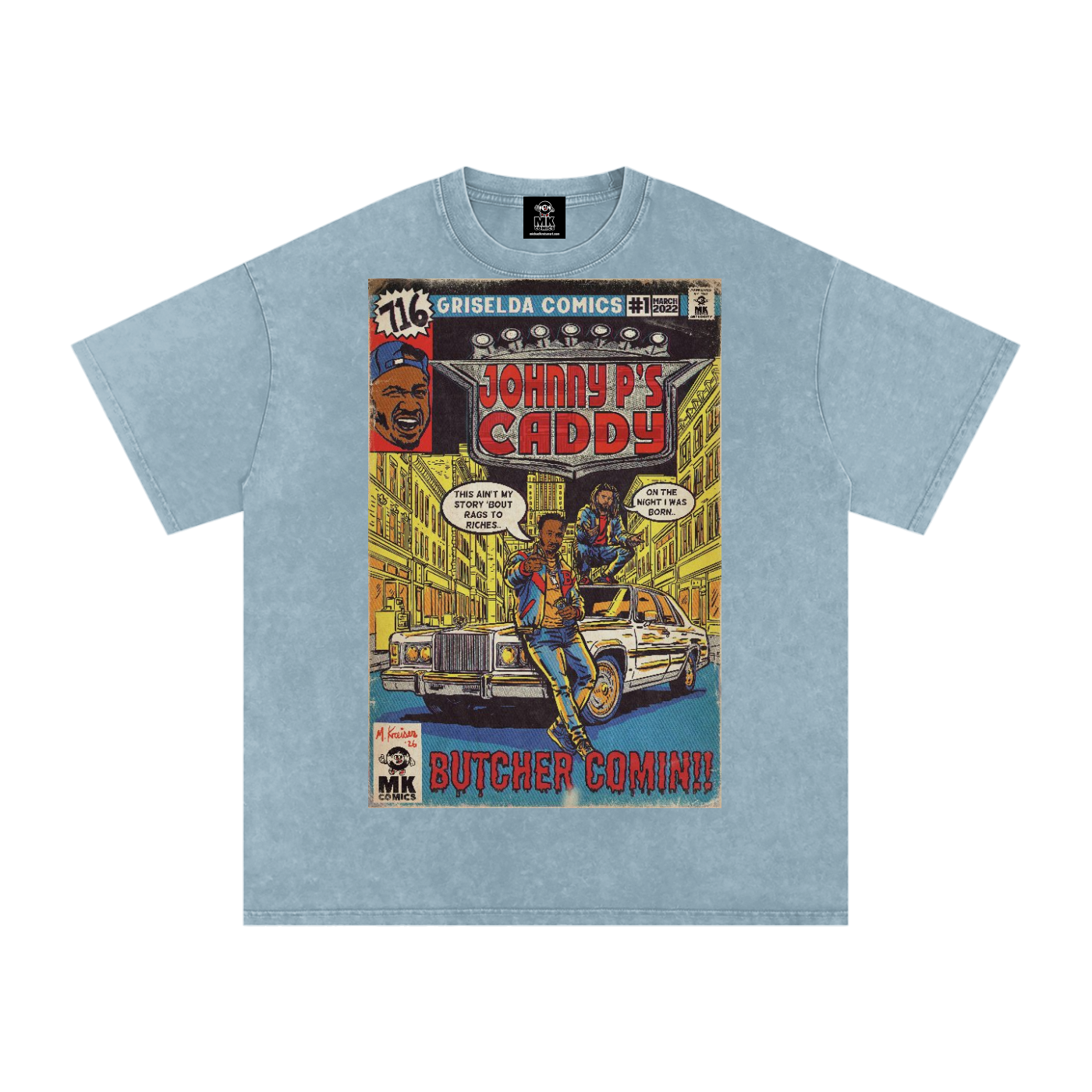 Johnny P's Caddy - Snow Washed Oversized Cotton T-Shirt