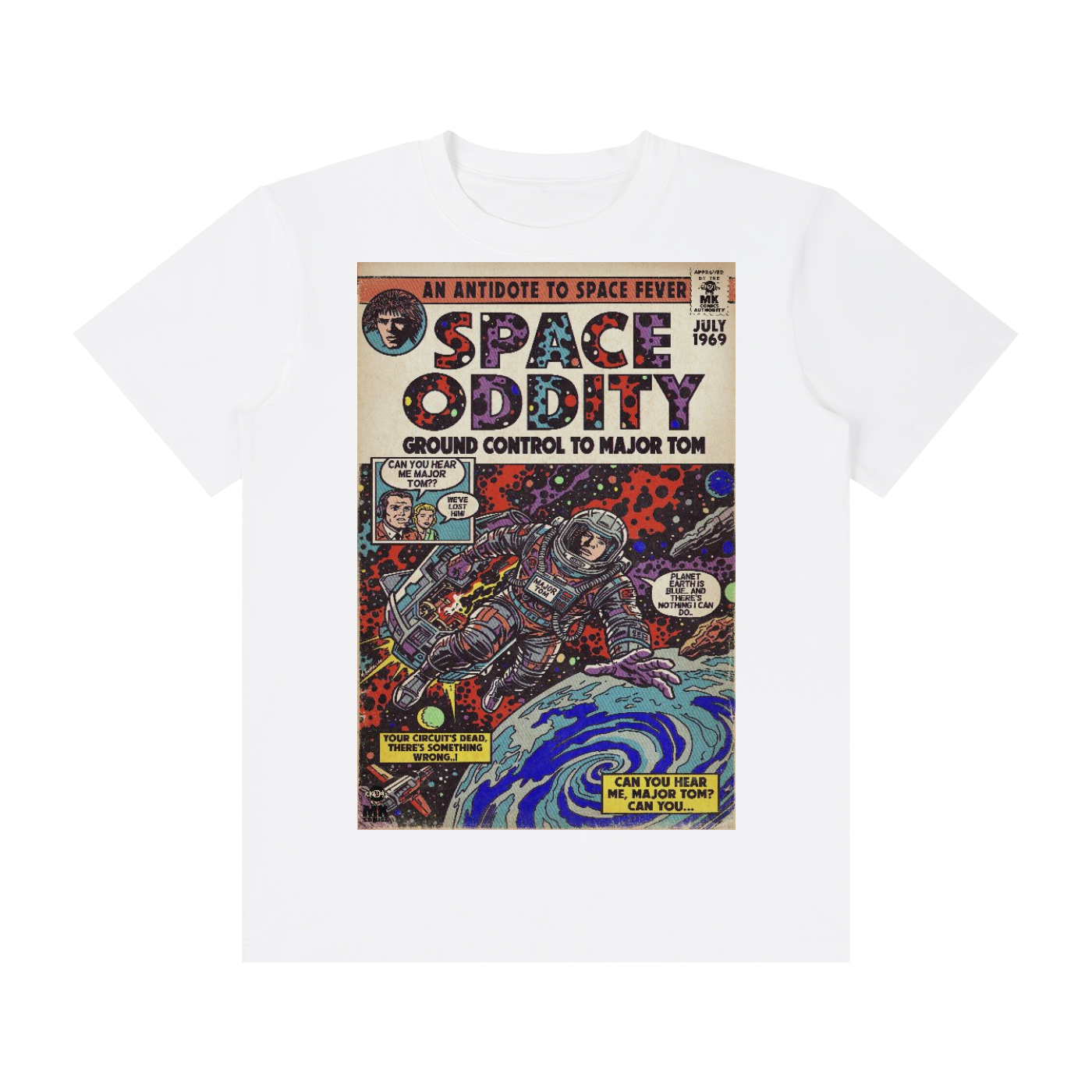 Space Oddity - SIZE UP 1 SIZE - Unisex Classic Crew Neck Cotton T-Shirt