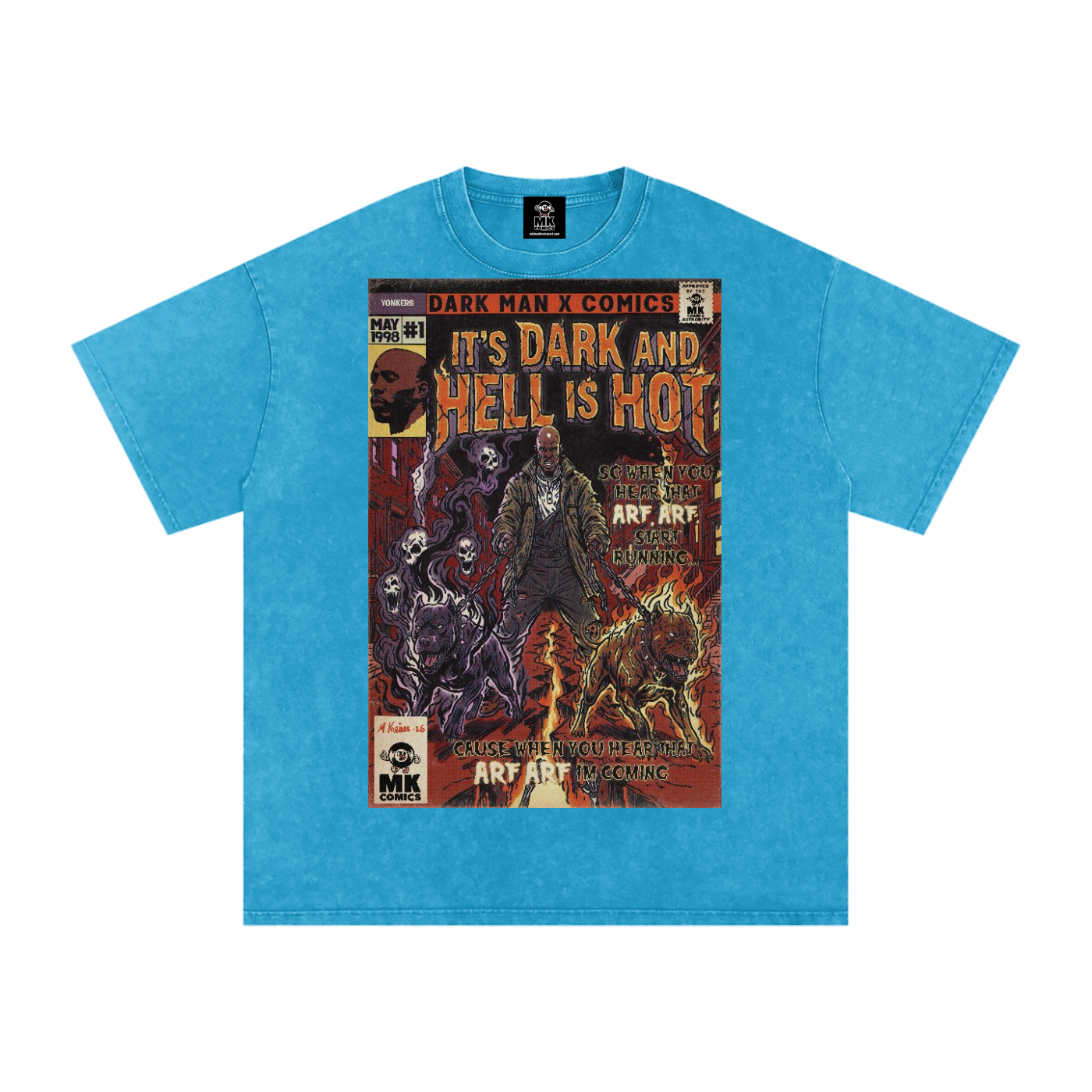 It's Dark & Hell is Hot - Snow Washed Oversized Cotton T-Shirt