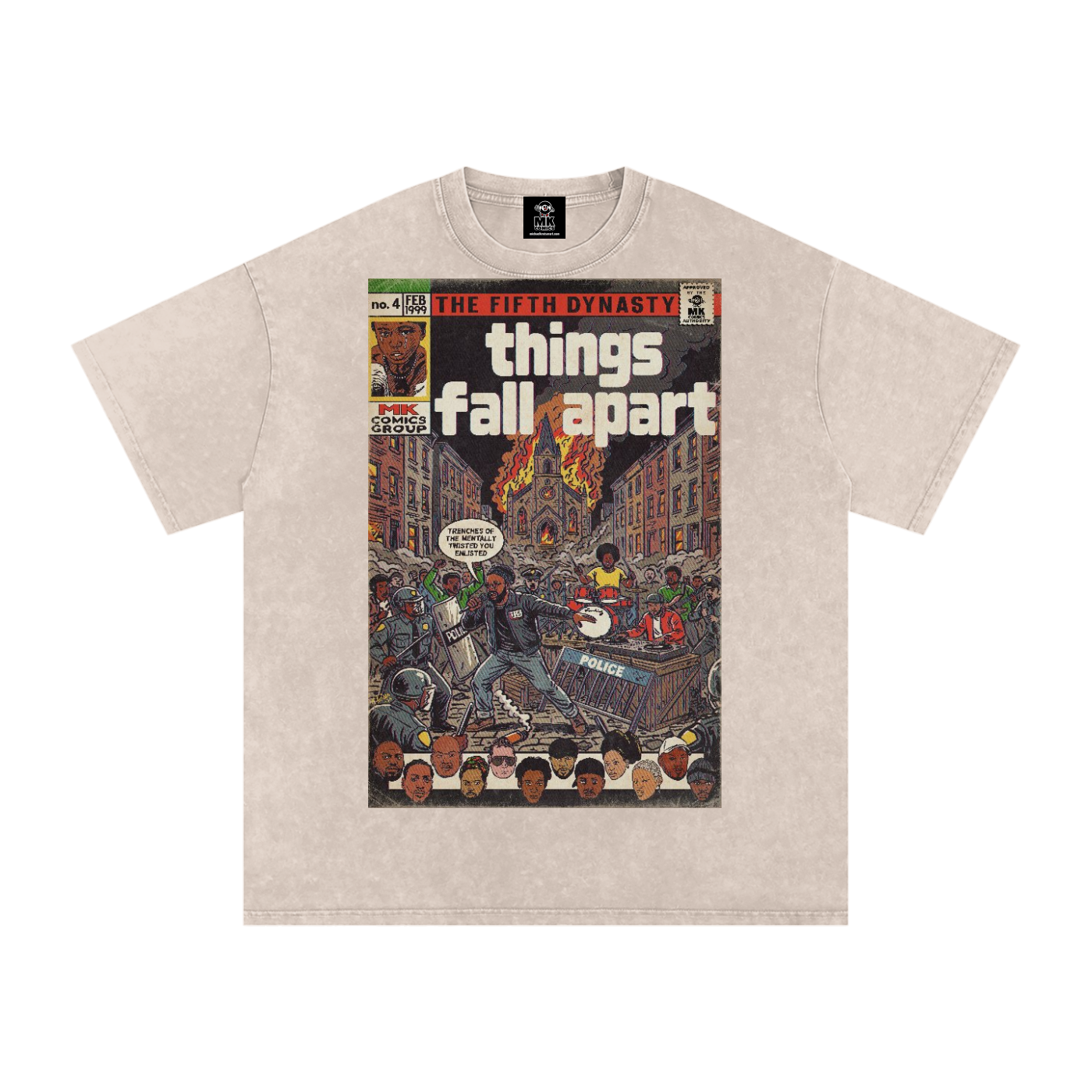 Things Fall Apart - Snow Washed Oversized Cotton T-Shirt