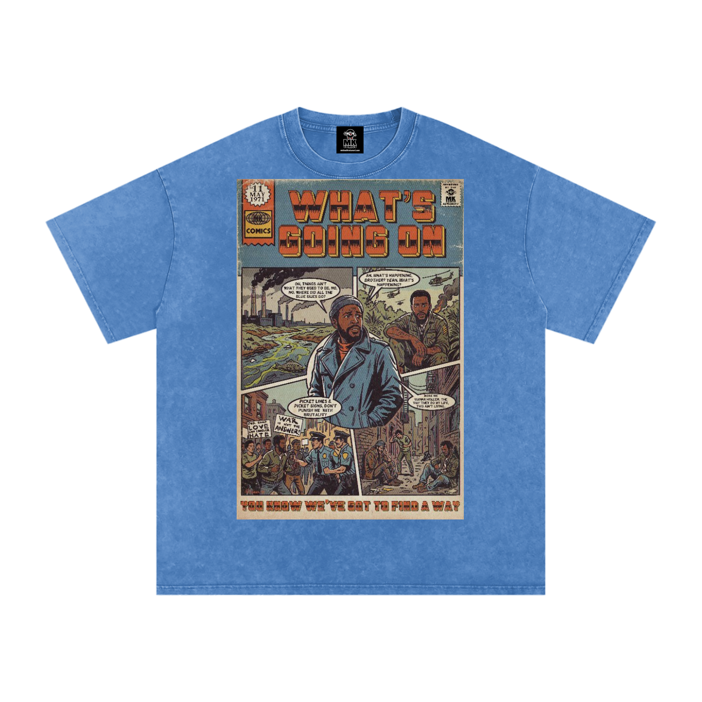 What's Going On - Snow Washed Oversized Cotton T-Shirt