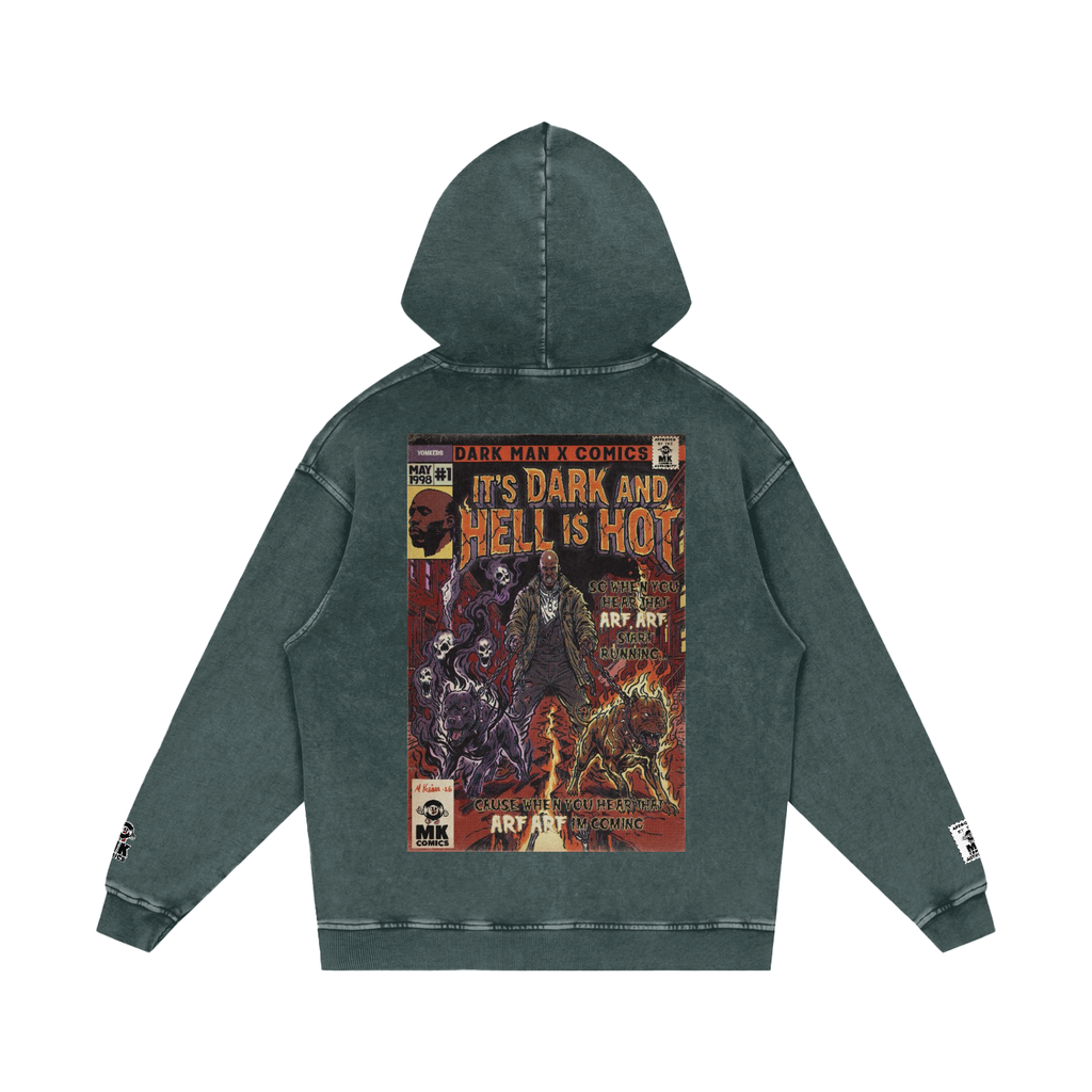 It's Dark & Hell is Hot - Snow Washed Loose Cotton Hoodie