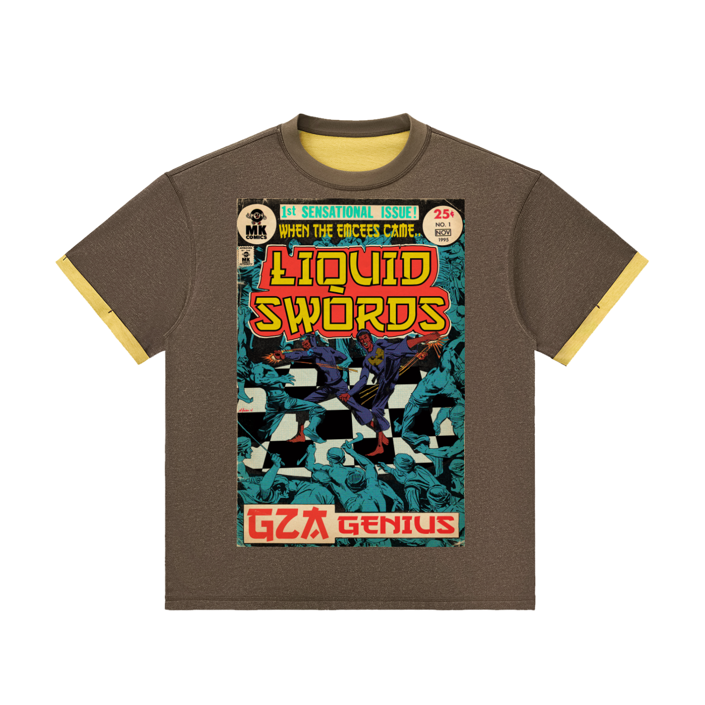 Liquid Swords - Contrast Cuff Cuffed T-Shirt