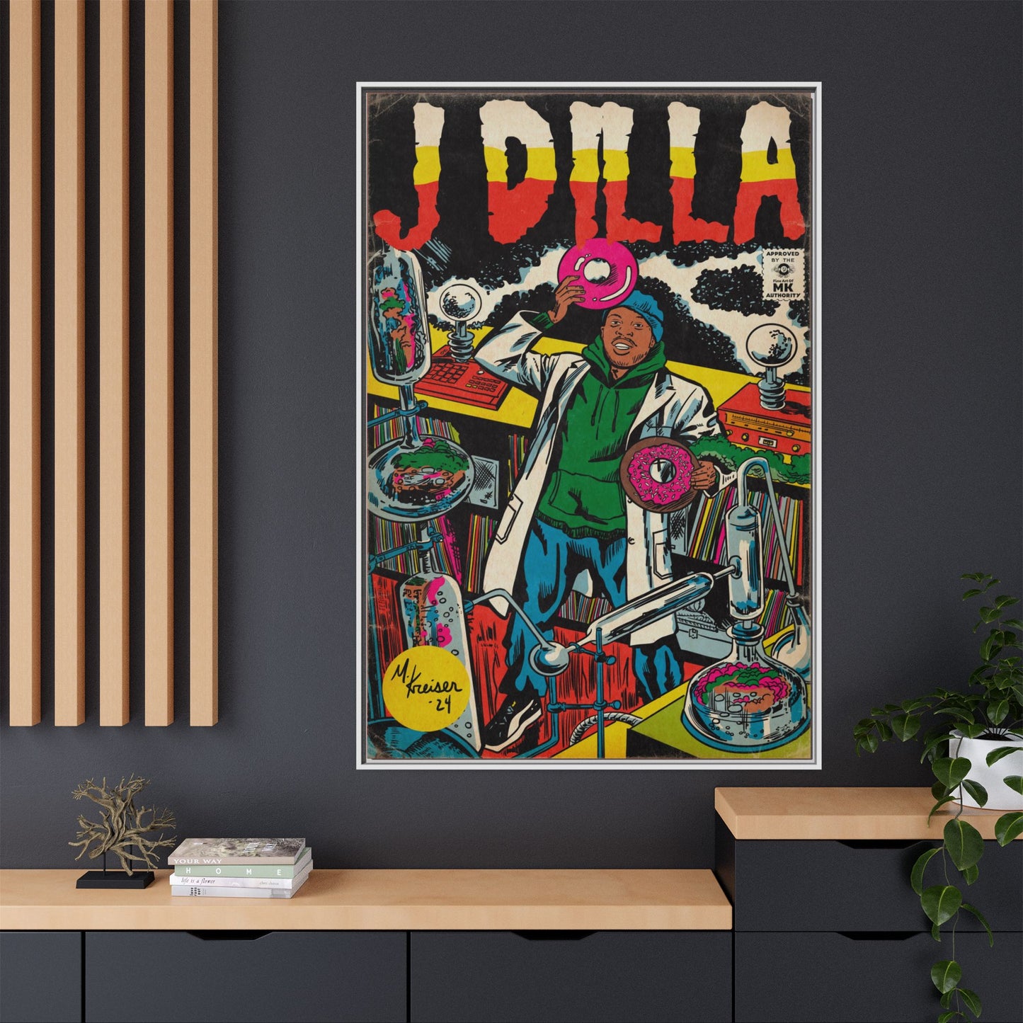 J Dilla - Comic Book Art - Gallery Canvas Wraps, Vertical Frame
