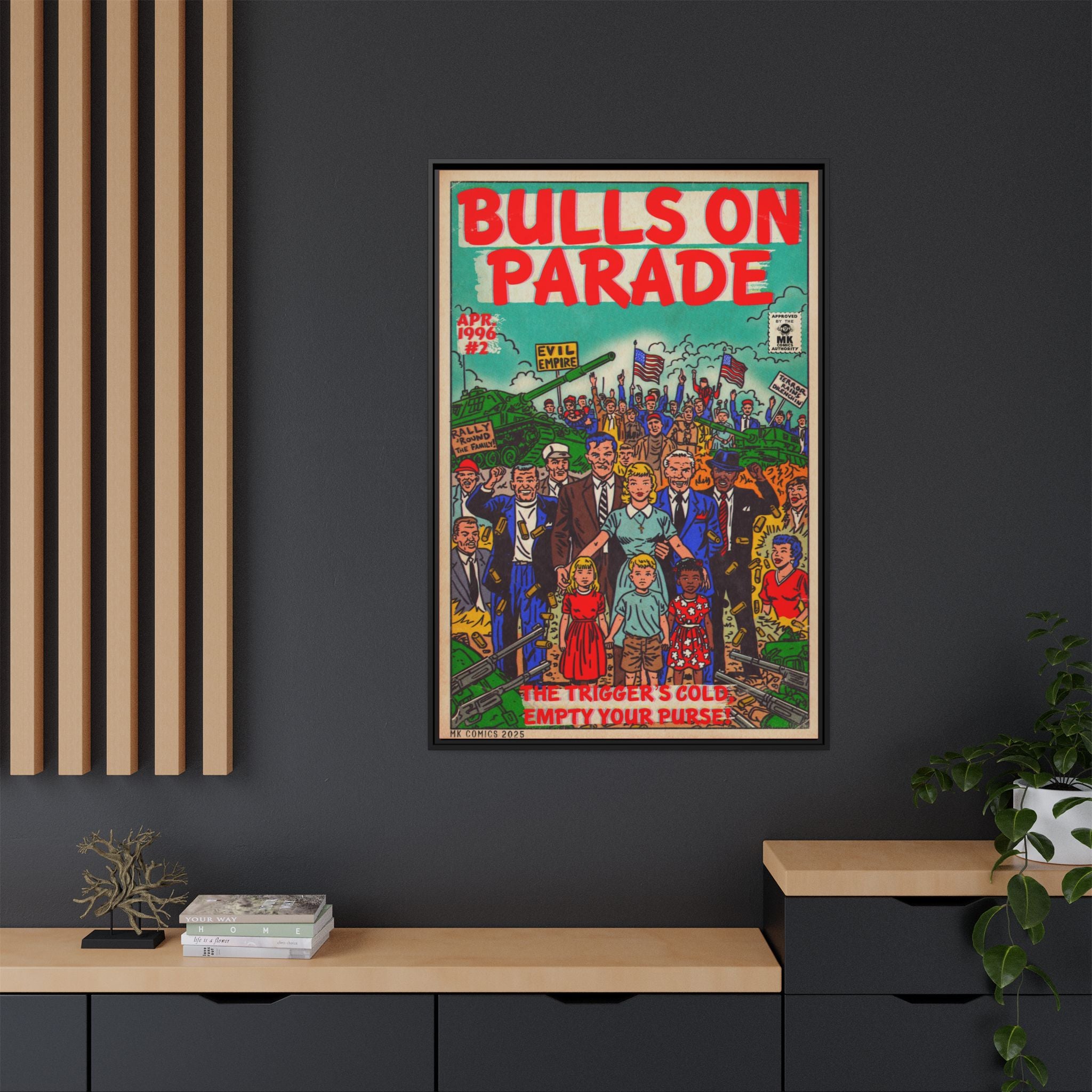 Bulls Parade -Matte Canvas, Framed (Multi-color)