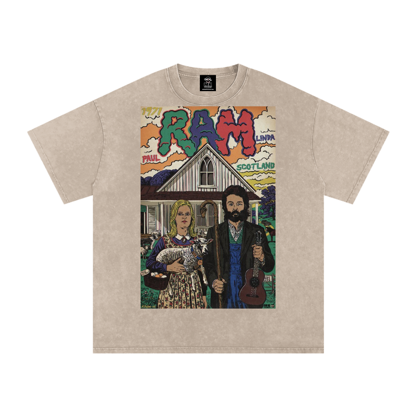 Ram - Snow Washed Oversized Cotton T-Shirt