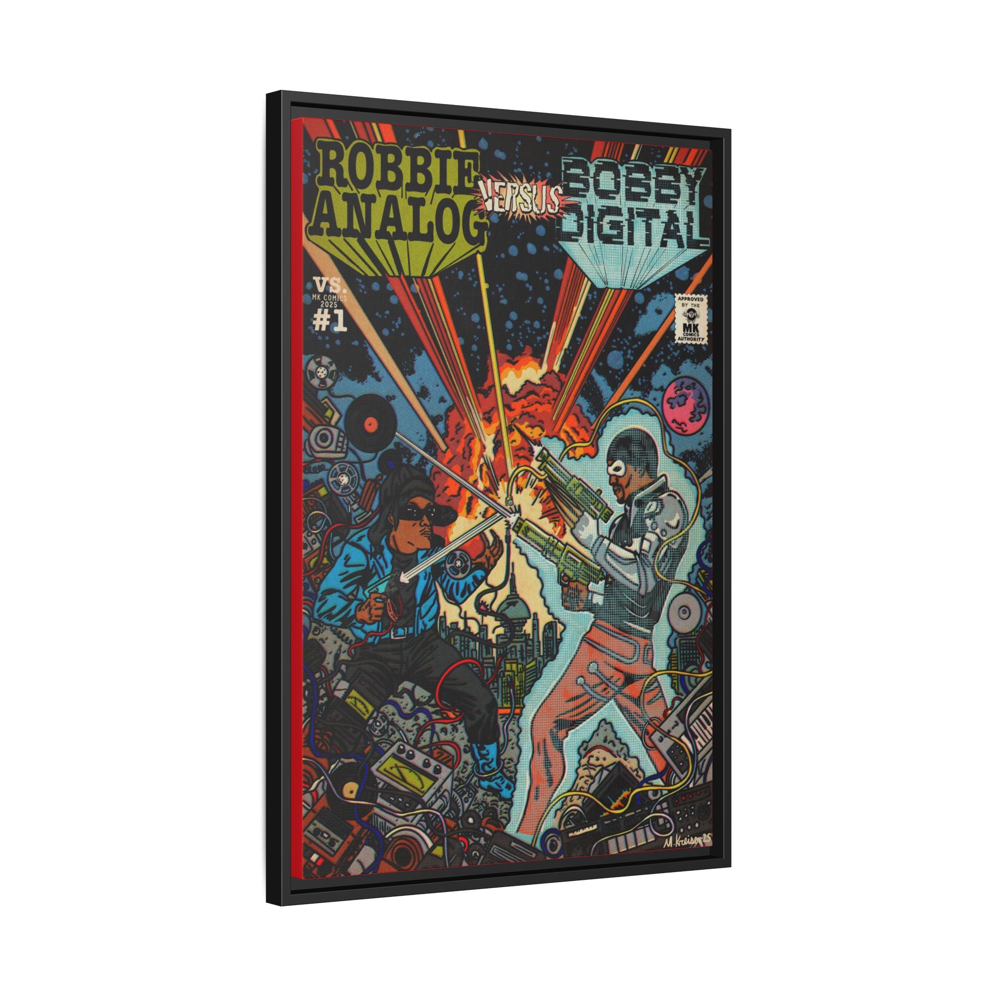 Analog vs. Digital - Matte Canvas, Framed (Multi-color)