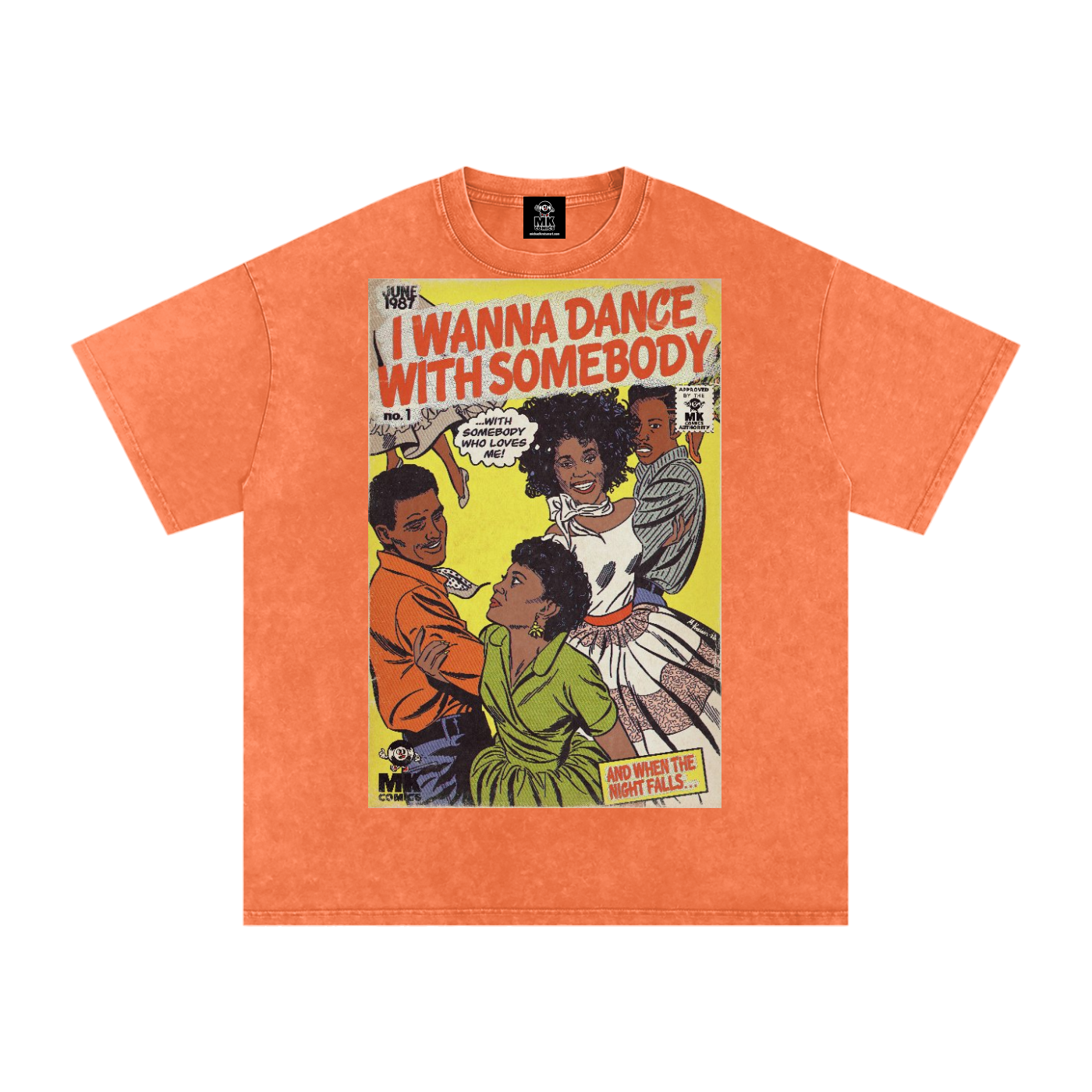 I Wanna Dance with Somebody - Snow Washed Oversized Cotton T-Shirt