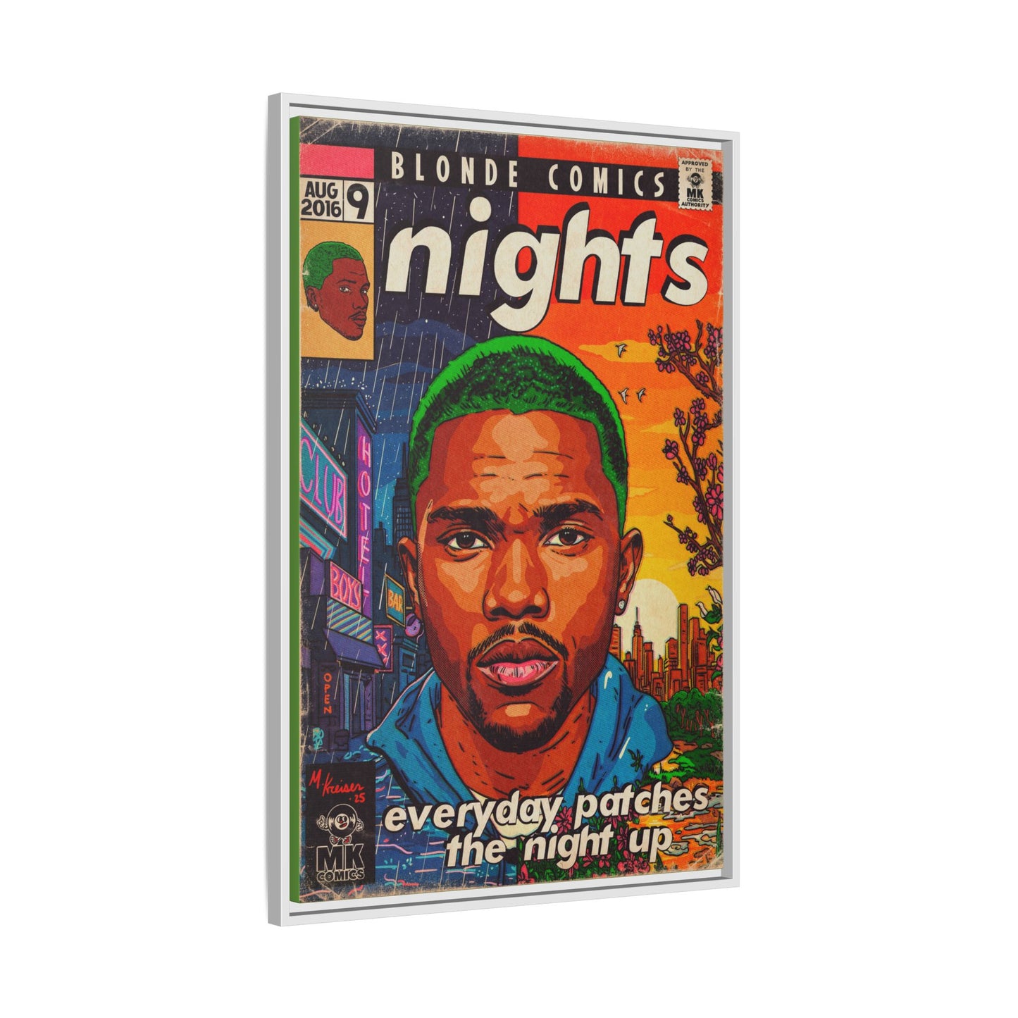 Frank Ocean -Nights - Matte Canvas, Framed (Multi-color)