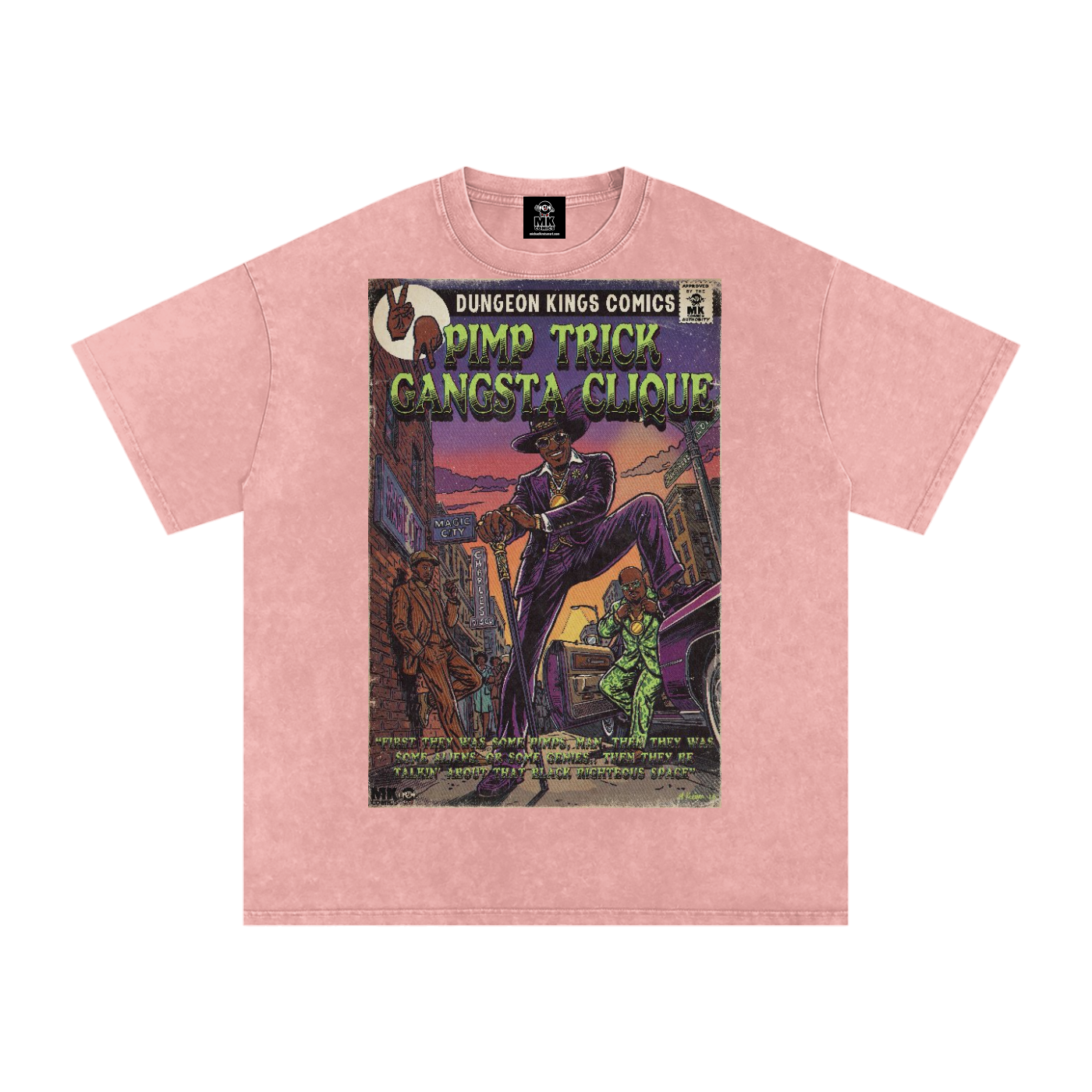 Pimp Trick Gangsta Clique - Snow Washed Oversized Cotton T-Shirt