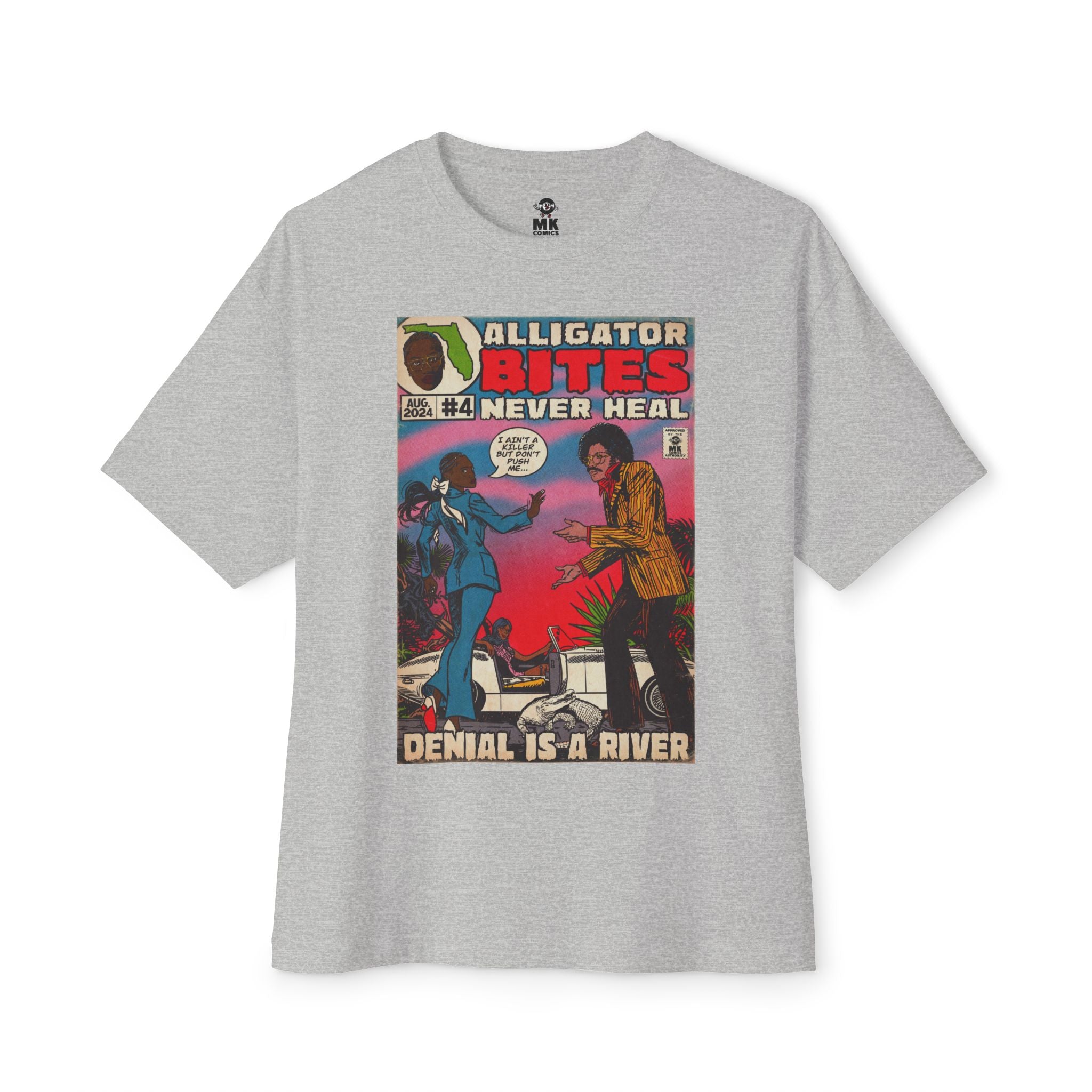 Denial is a River - Alligator Bites - Unisex Oversized Boxy Tee