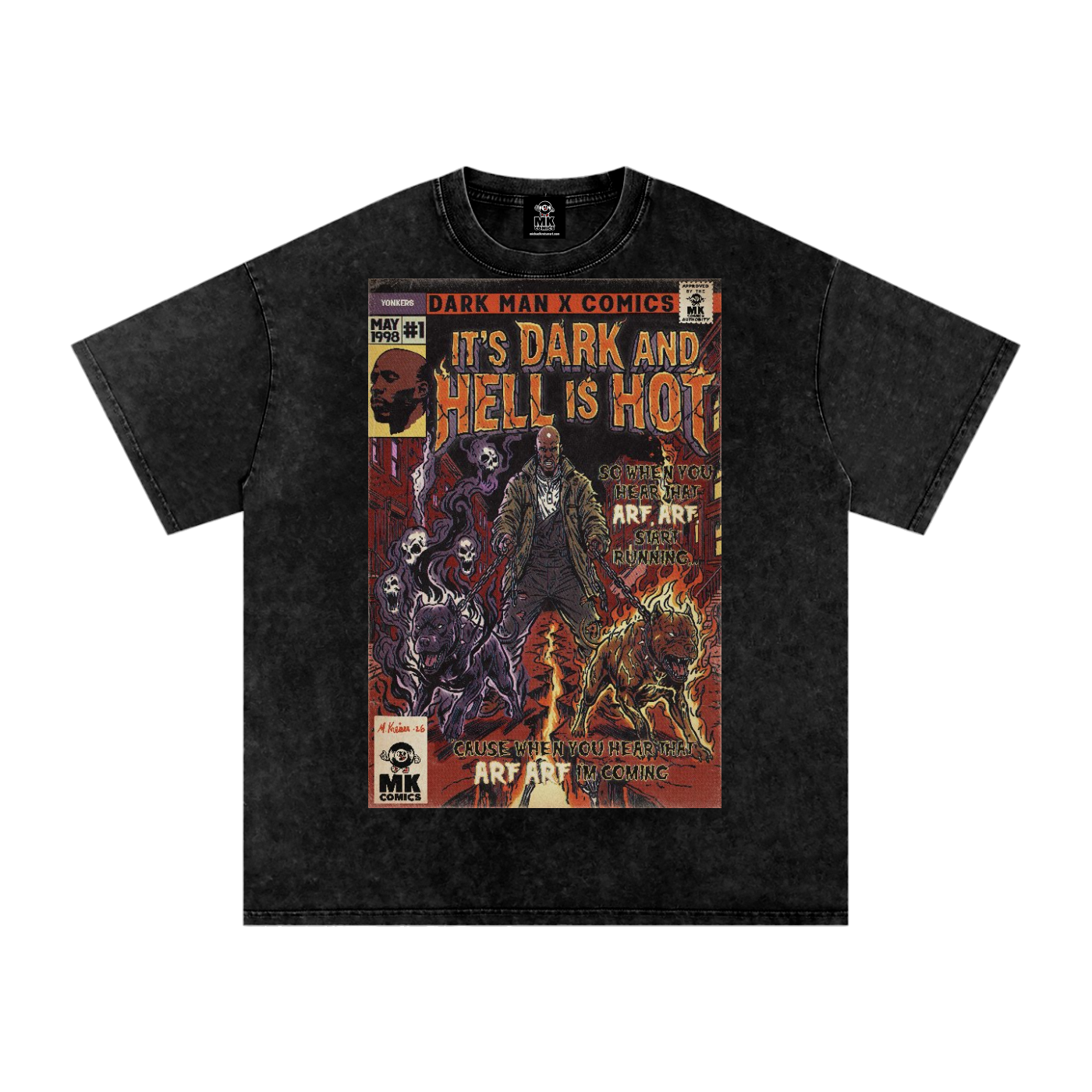 It's Dark & Hell is Hot - Snow Washed Oversized Cotton T-Shirt