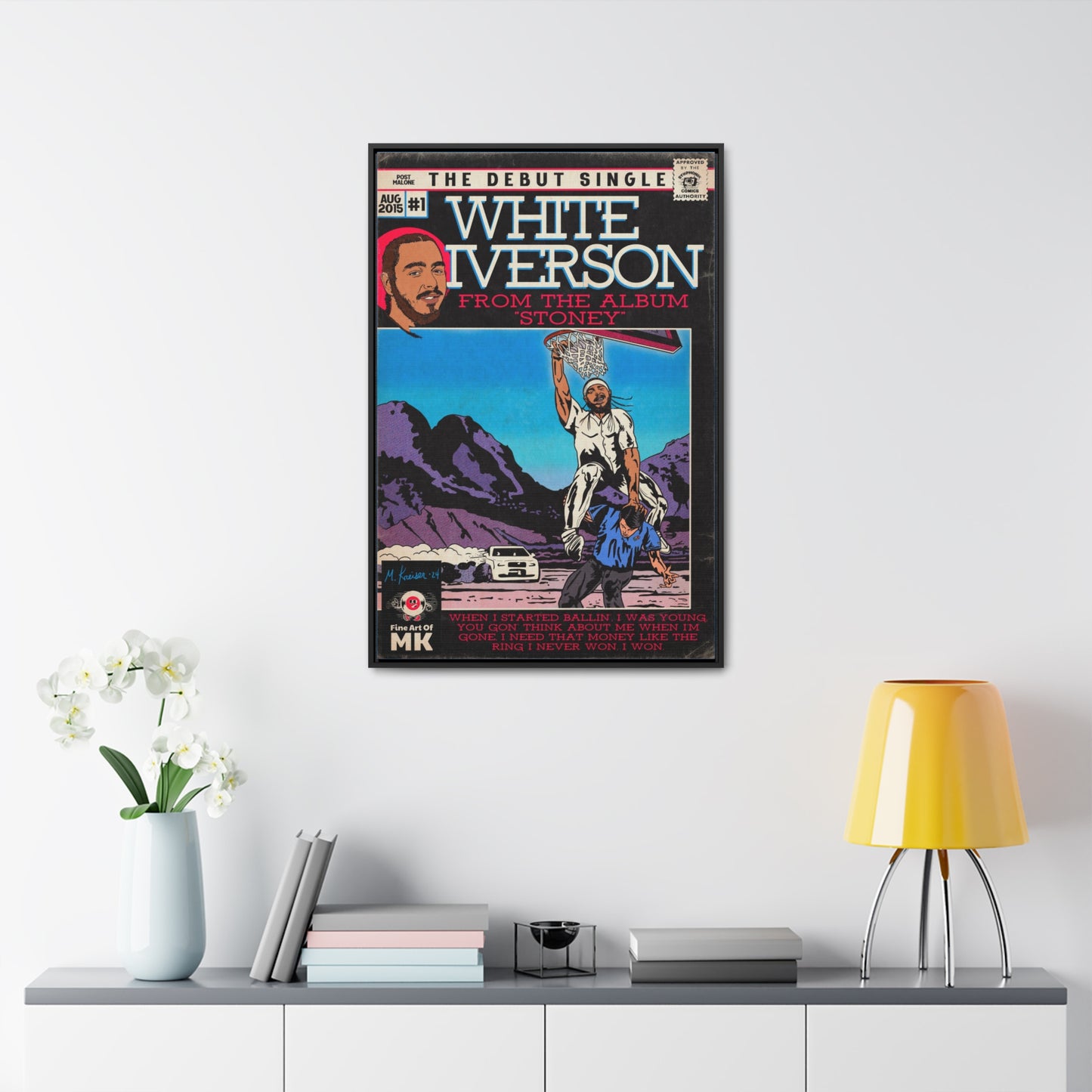 Post Malone - White Iverson - Gallery Canvas Wraps, Vertical Frame