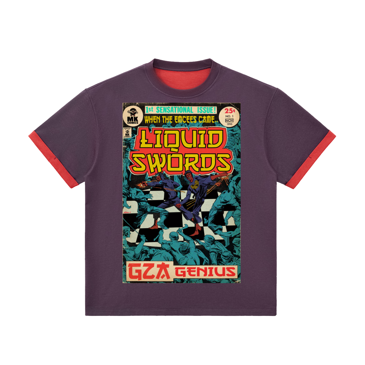 Liquid Swords - Contrast Cuff Cuffed T-Shirt