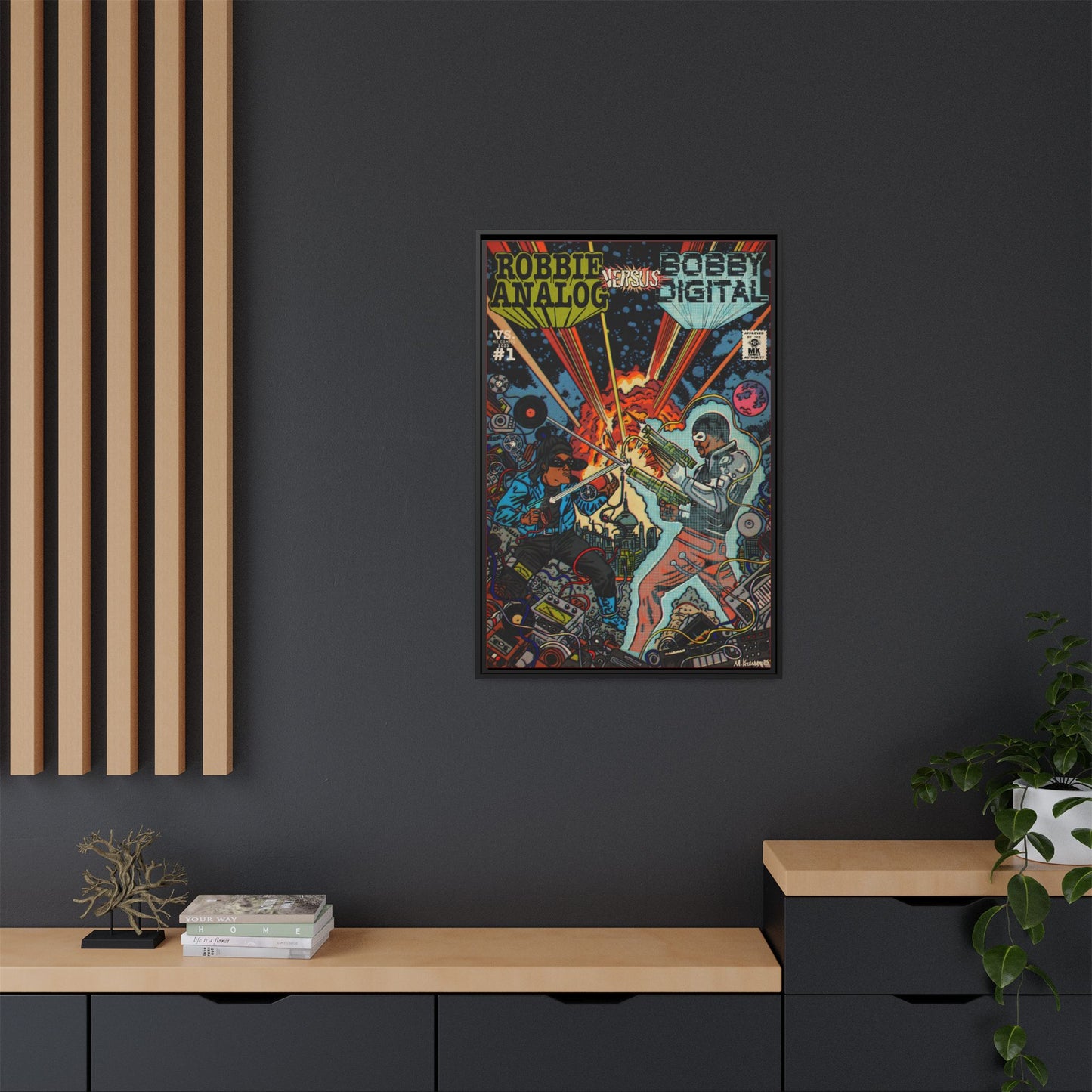 Analog vs. Digital - Matte Canvas, Framed (Multi-color)
