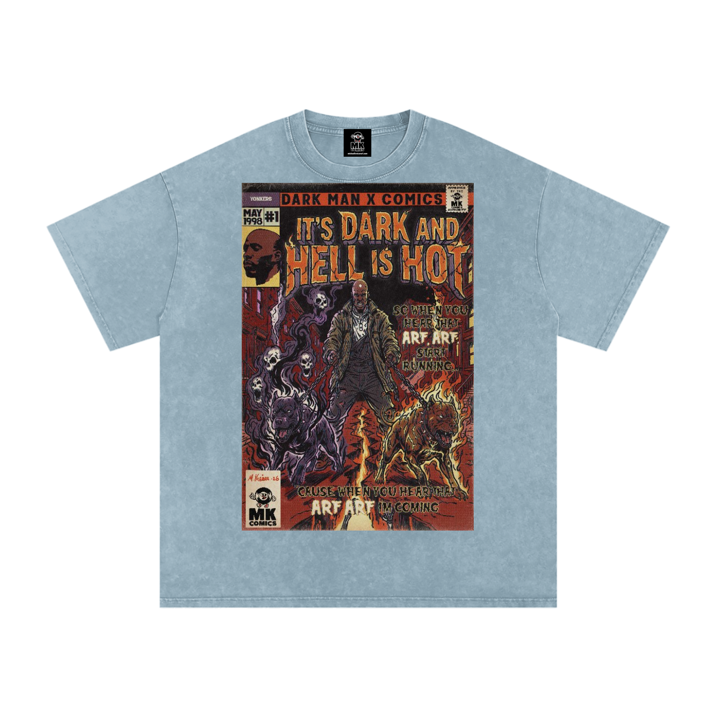 It's Dark & Hell is Hot - Snow Washed Oversized Cotton T-Shirt
