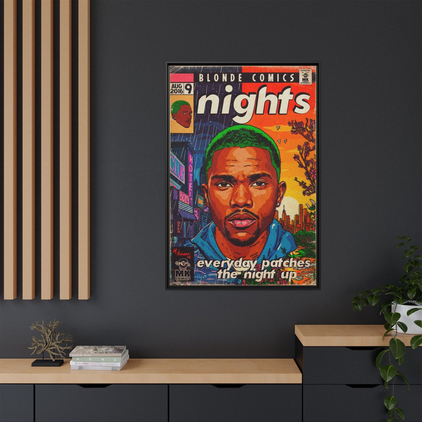 Frank Ocean -Nights - Matte Canvas, Framed (Multi-color)