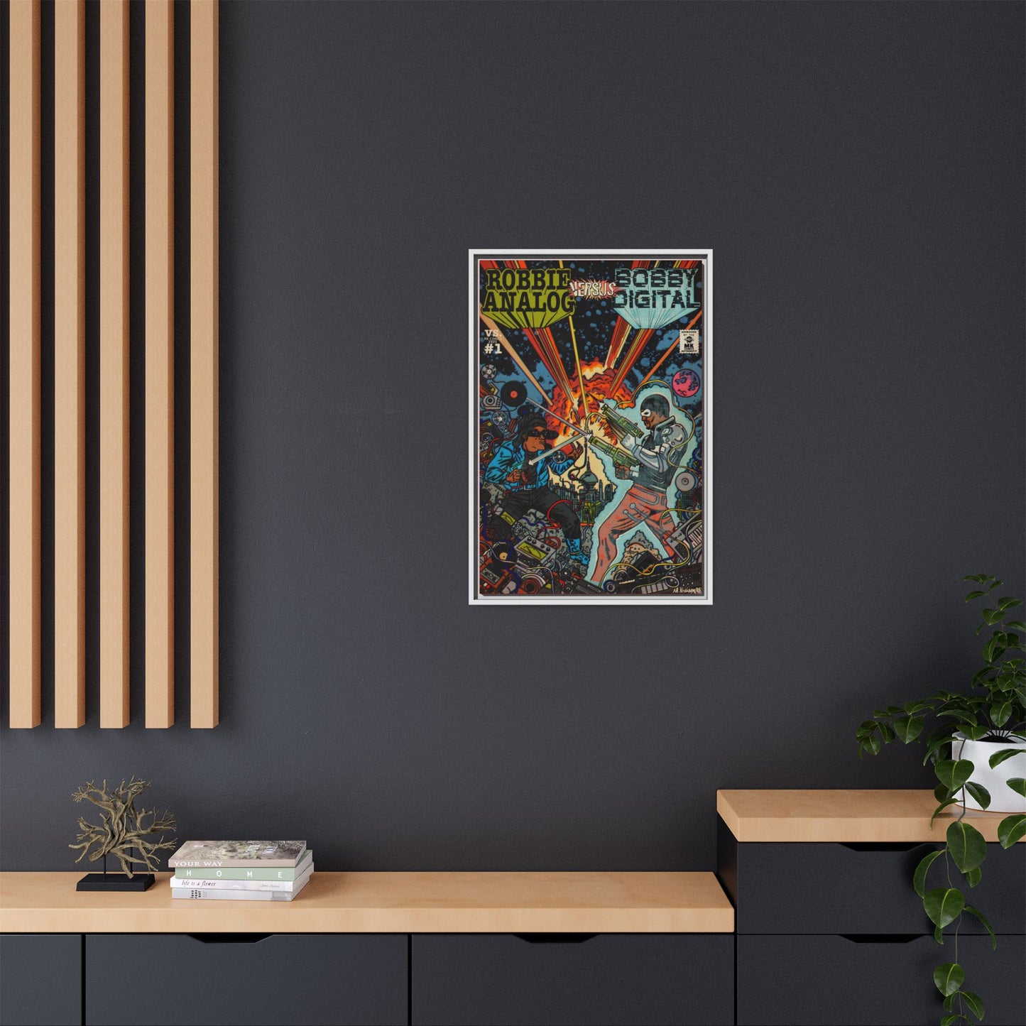 Analog vs. Digital - Matte Canvas, Framed (Multi-color)