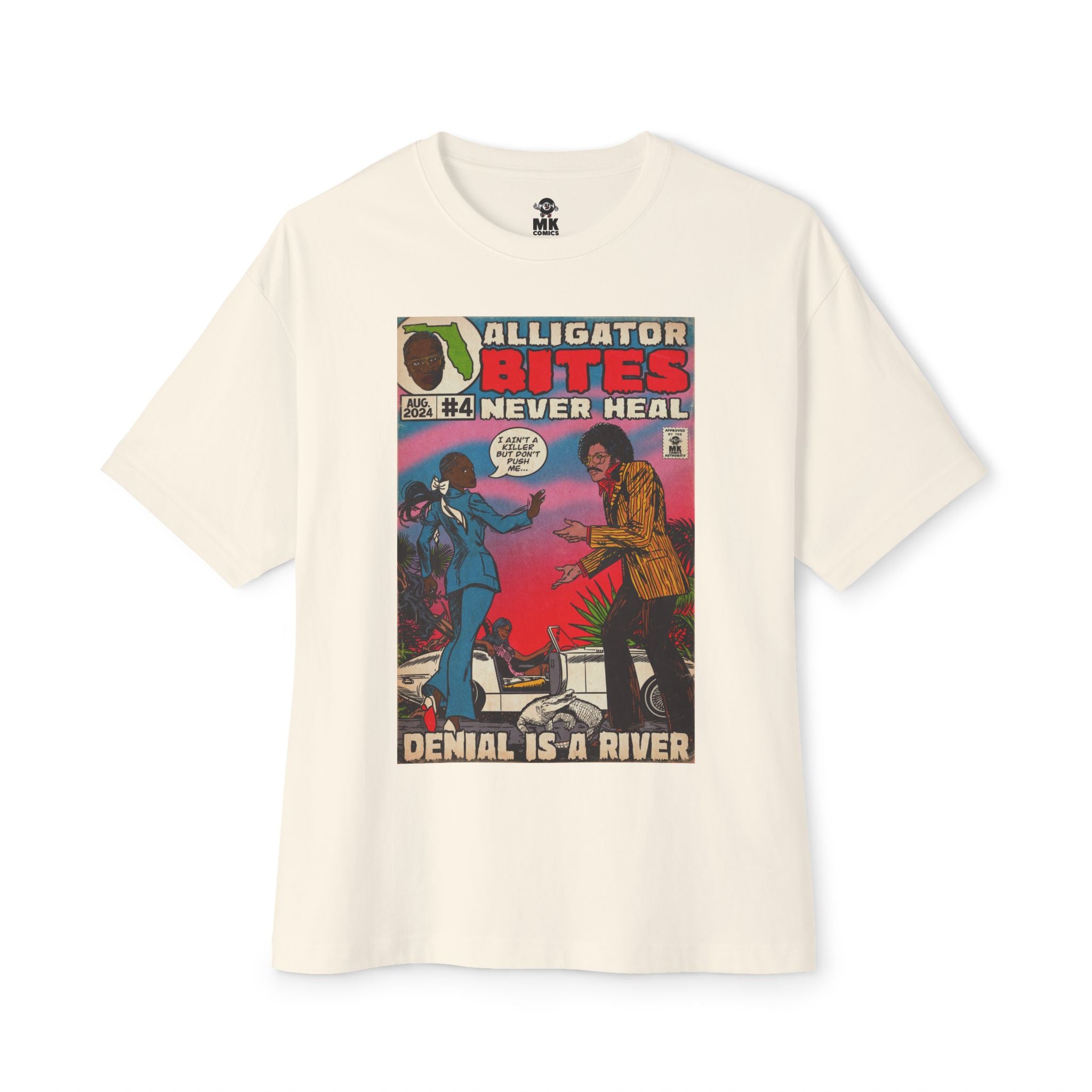Denial is a River - Alligator Bites - Unisex Oversized Boxy Tee
