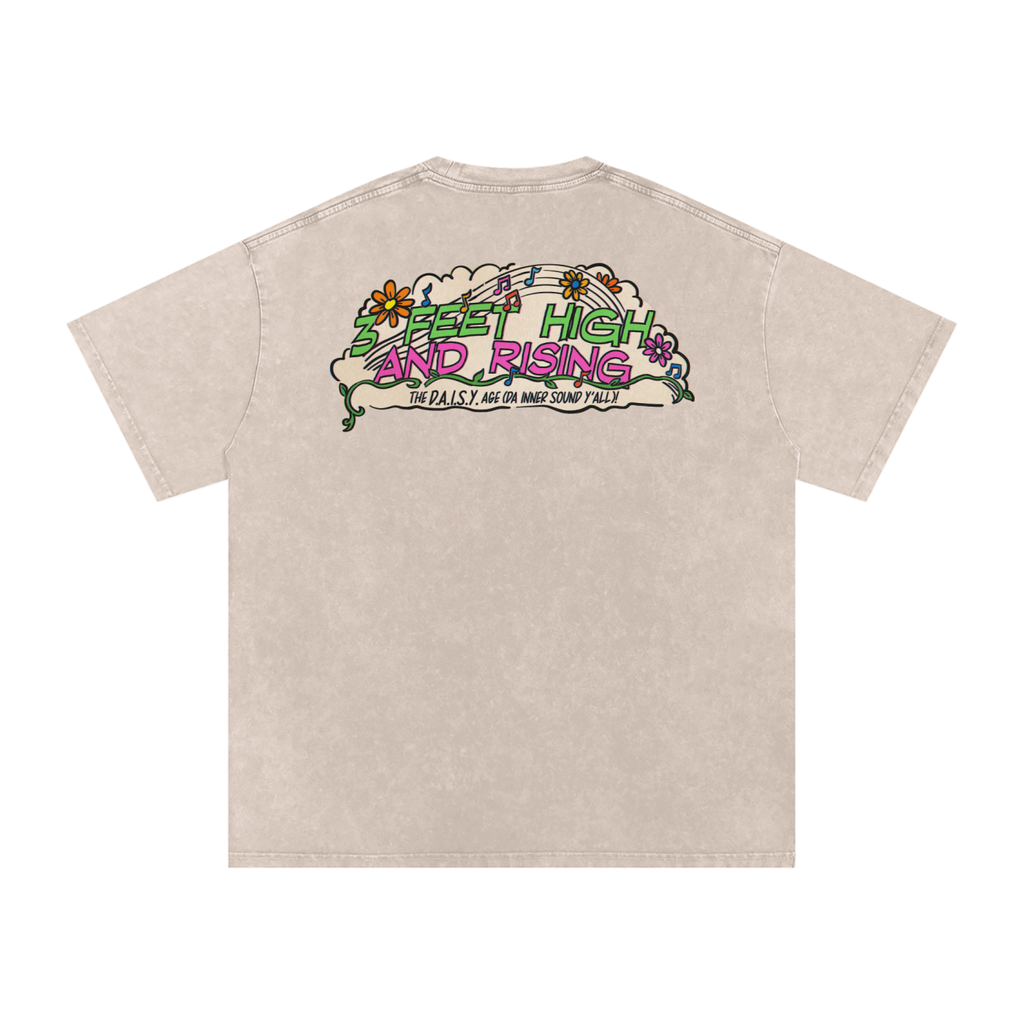3 Feet High & Rising - Snow Washed Oversized Cotton T-Shirt