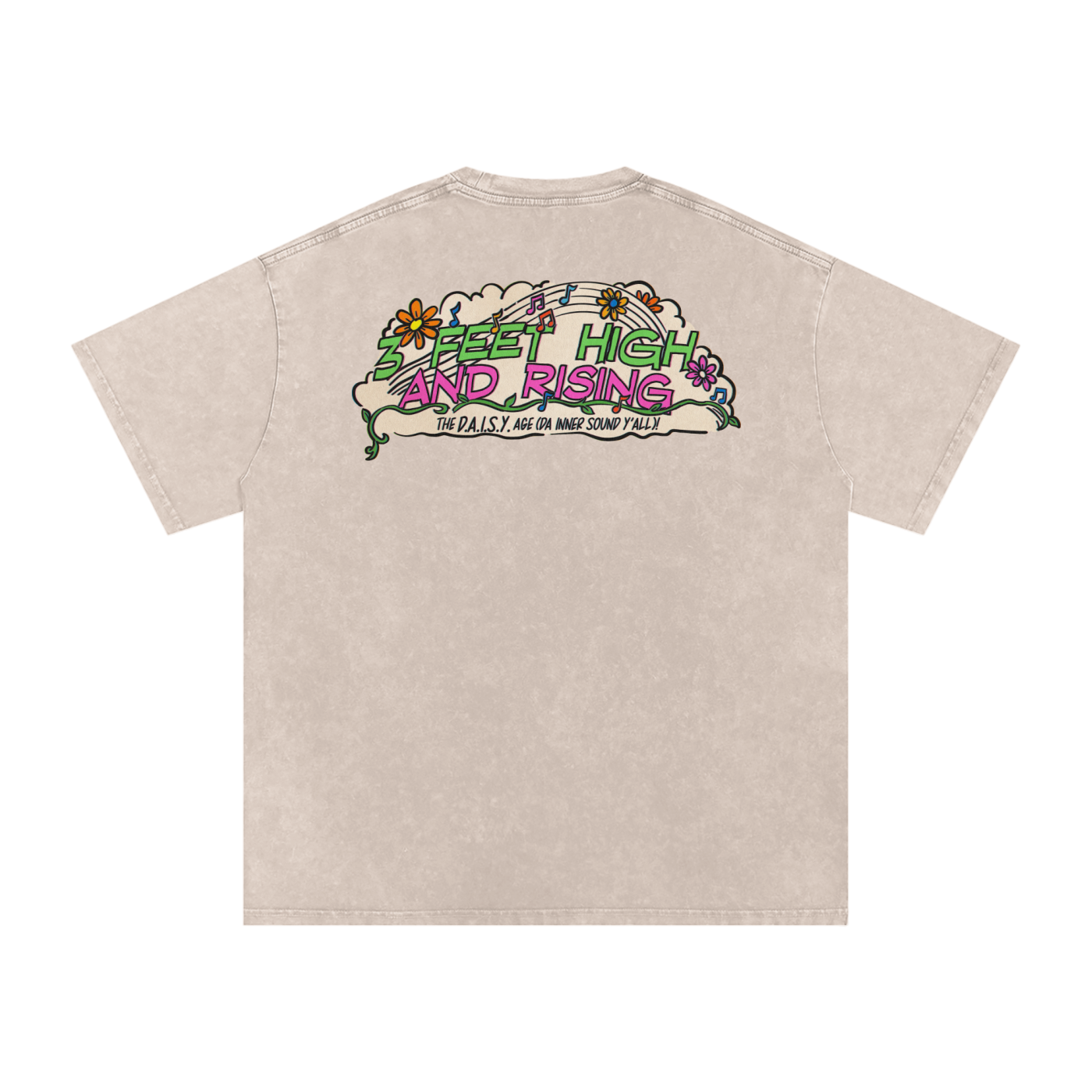 3 Feet High & Rising - Snow Washed Oversized Cotton T-Shirt