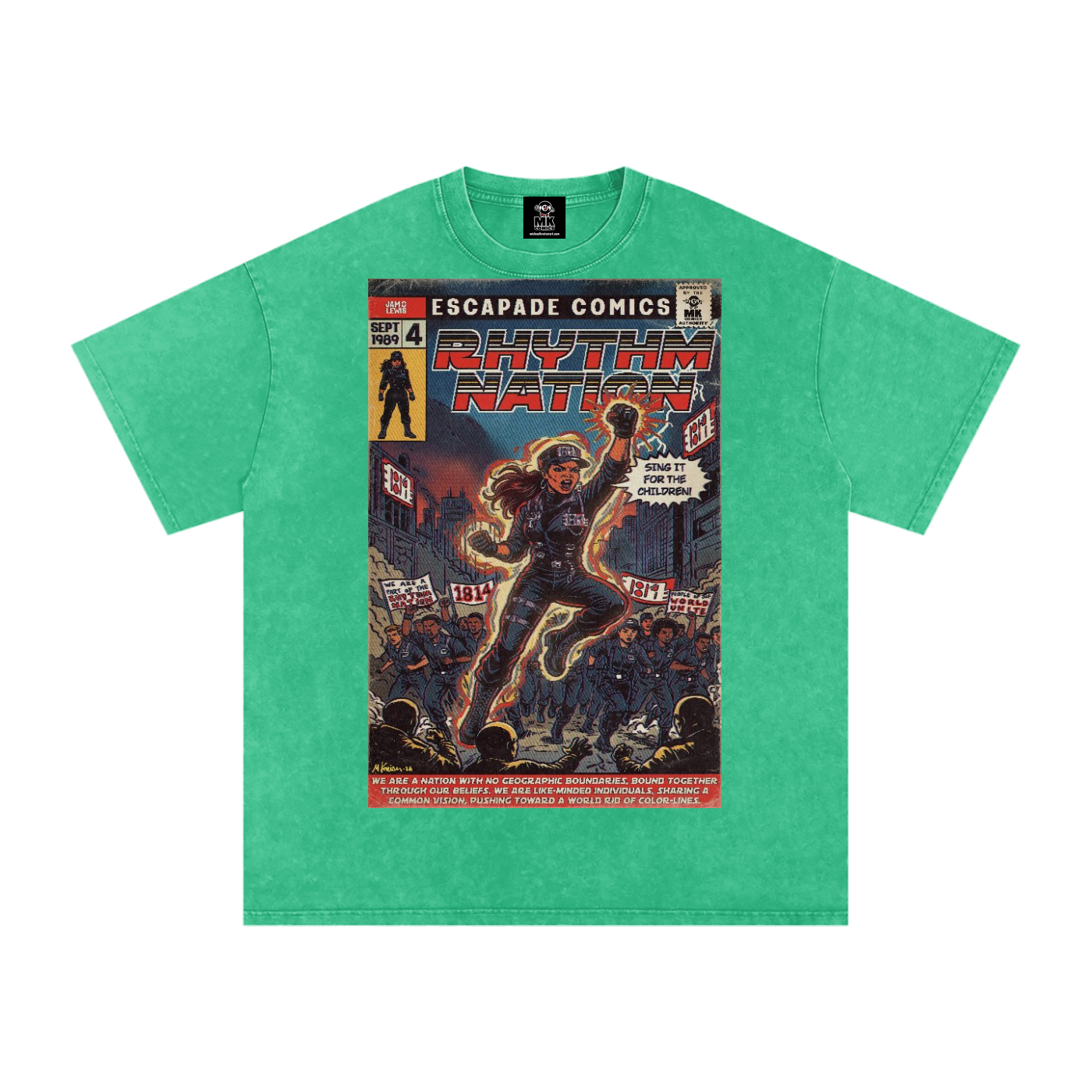 Rhythm Nation - Snow Washed Oversized Cotton T-Shirt