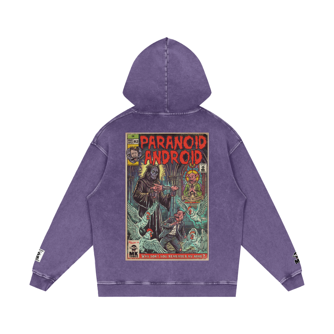 Paranoid Android -  Snow Washed Loose Cotton Hoodie