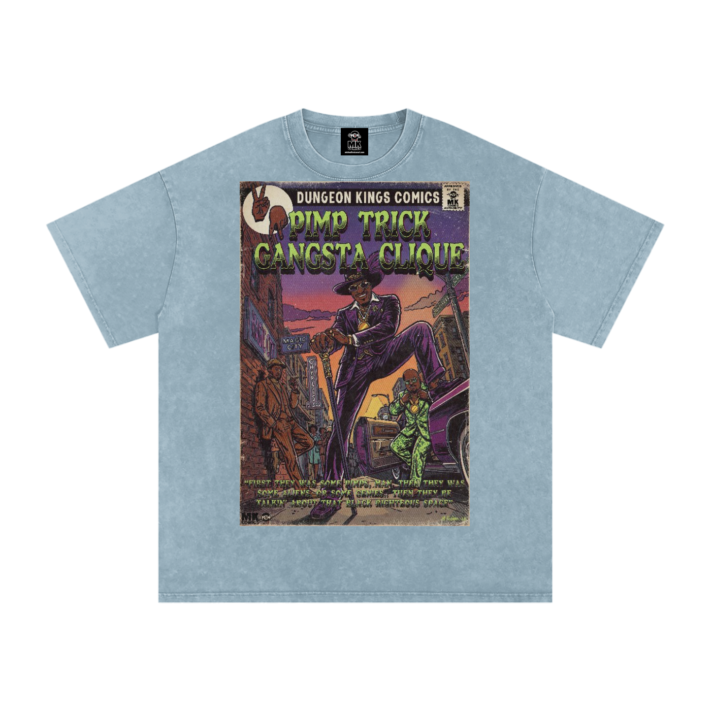 Pimp Trick Gangsta Clique - Snow Washed Oversized Cotton T-Shirt
