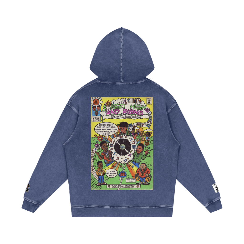 3 Feet High & Rising - Snow Washed Loose Cotton Hoodie