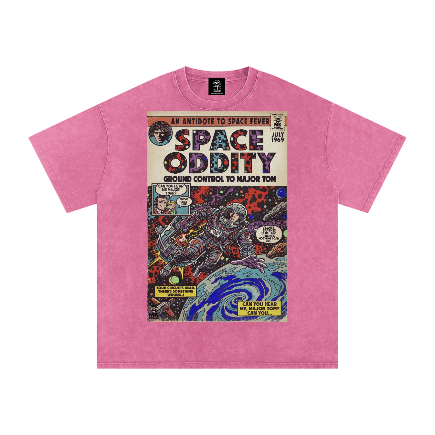 Space Oddity - Snow Washed Oversized Cotton T-Shirt