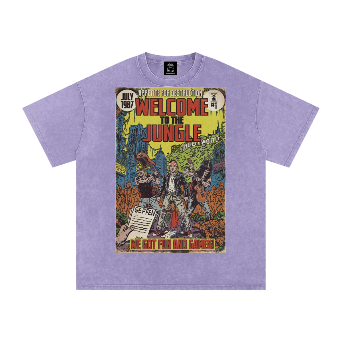 Welcome to the Jungle - Snow Washed Oversized Cotton T-Shirt