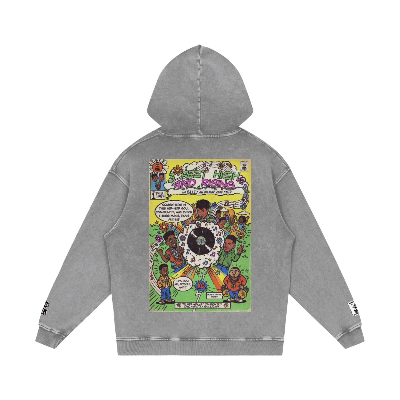 3 Feet High & Rising - Snow Washed Loose Cotton Hoodie