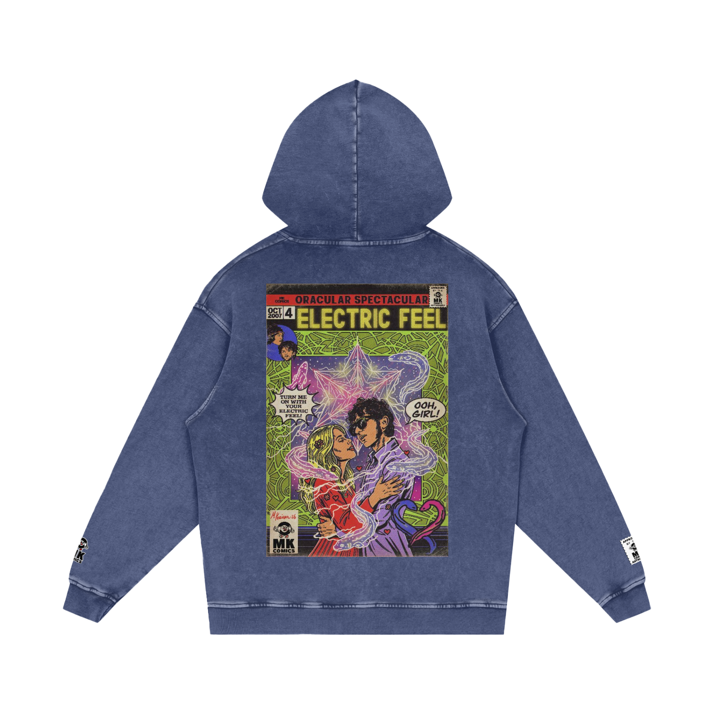 Electric Feel - Snow Washed Loose Cotton Hoodie