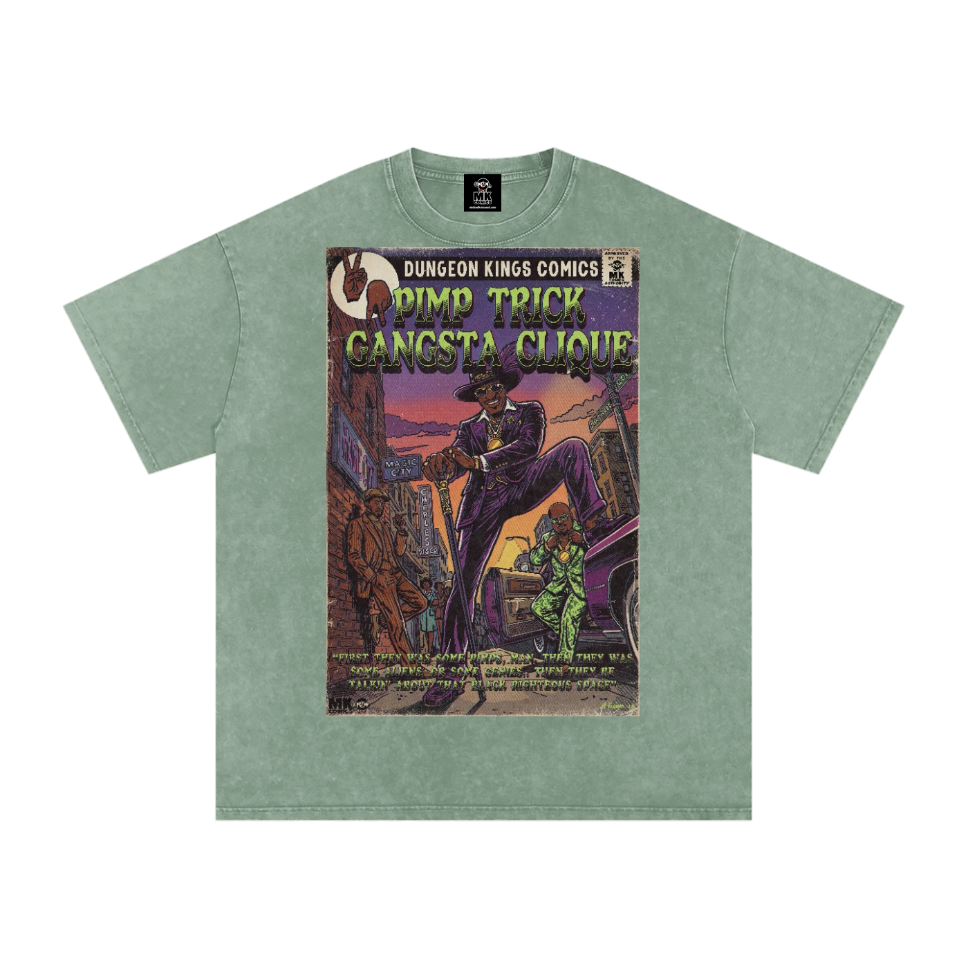 Pimp Trick Gangsta Clique - Snow Washed Oversized Cotton T-Shirt