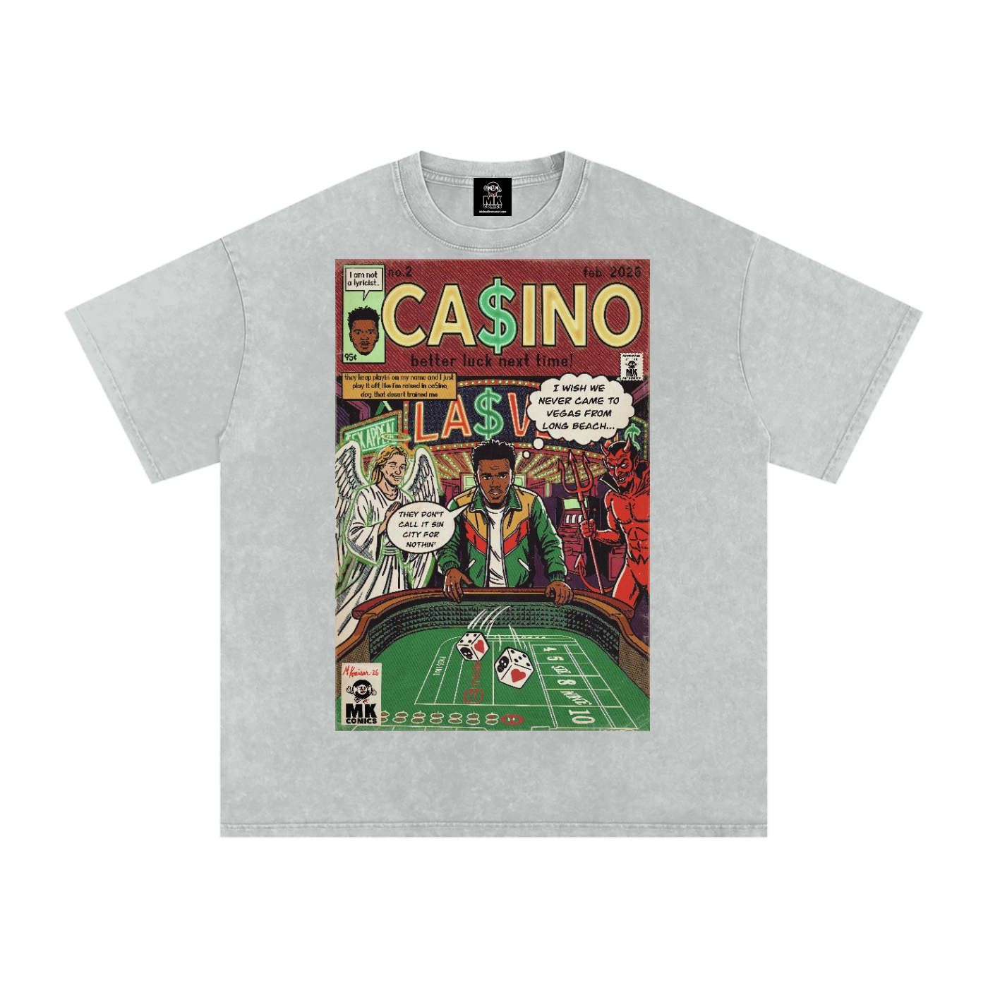 Casino - Snow Washed Oversized Cotton T-Shirt