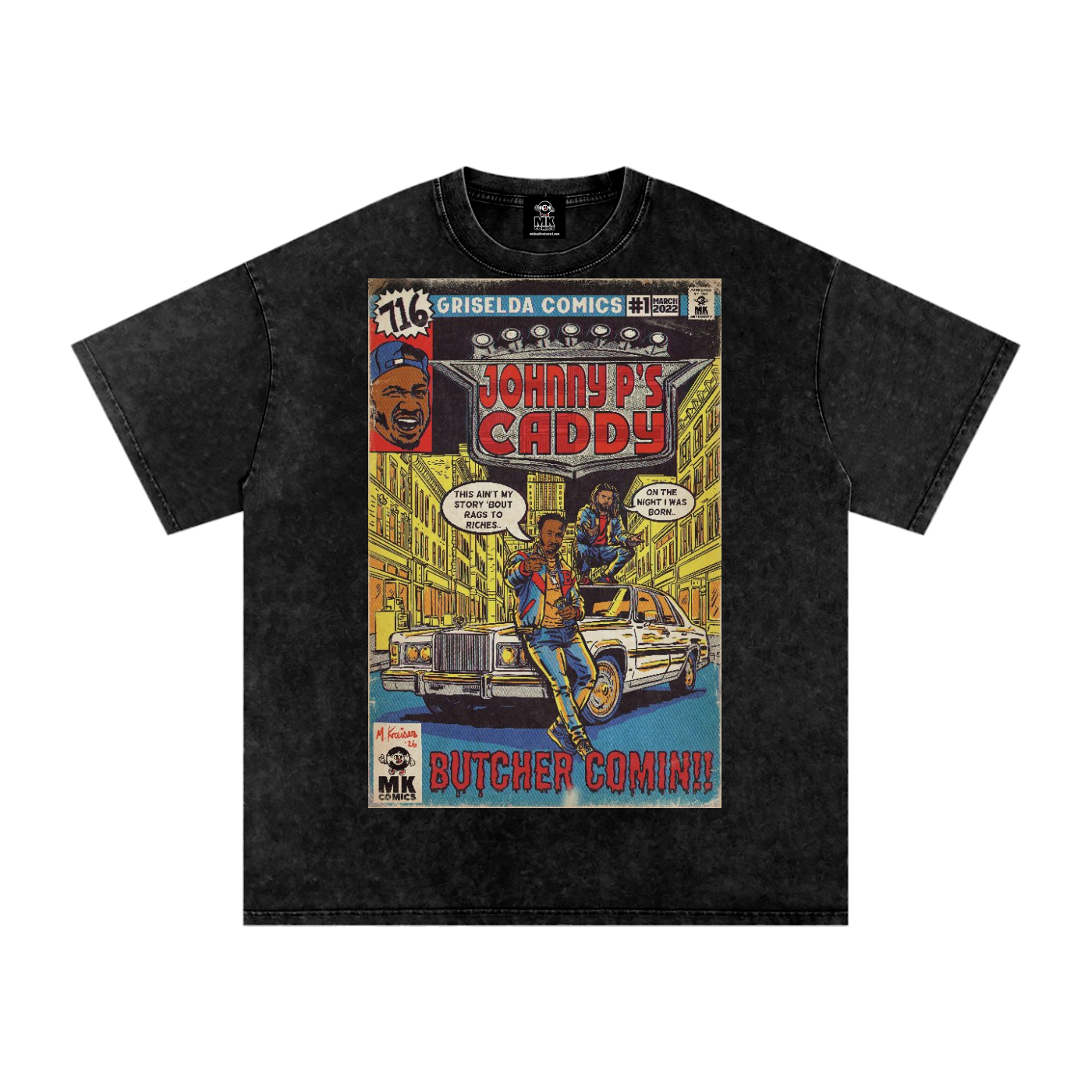 Johnny P's Caddy - Snow Washed Oversized Cotton T-Shirt
