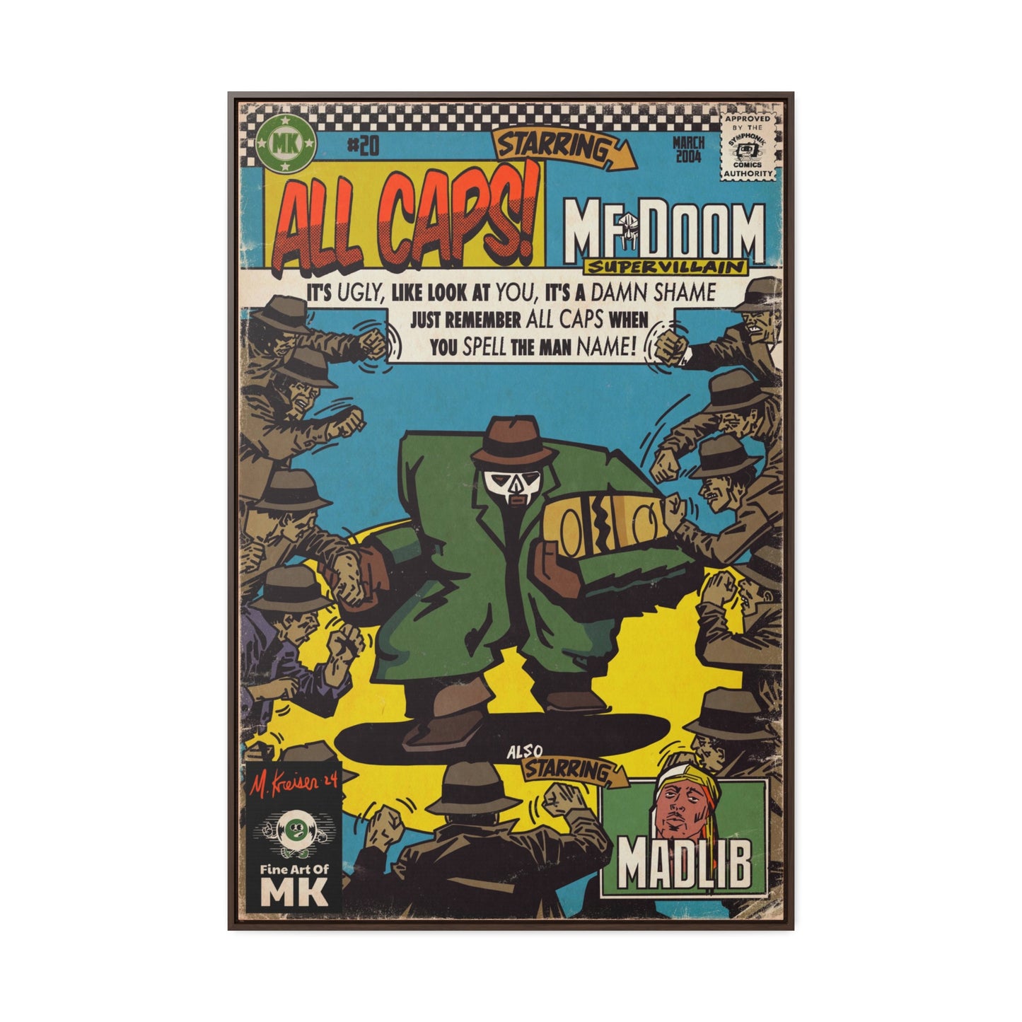 MF DOOM - All Caps - Gallery Canvas Wraps, Vertical Frame