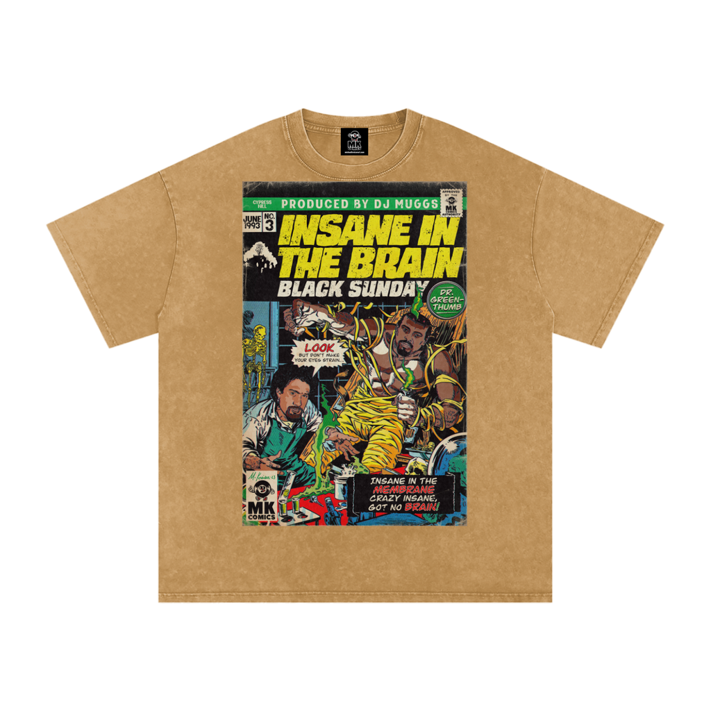 Insane in the Brain - Snow Washed Oversized Cotton T-Shirt