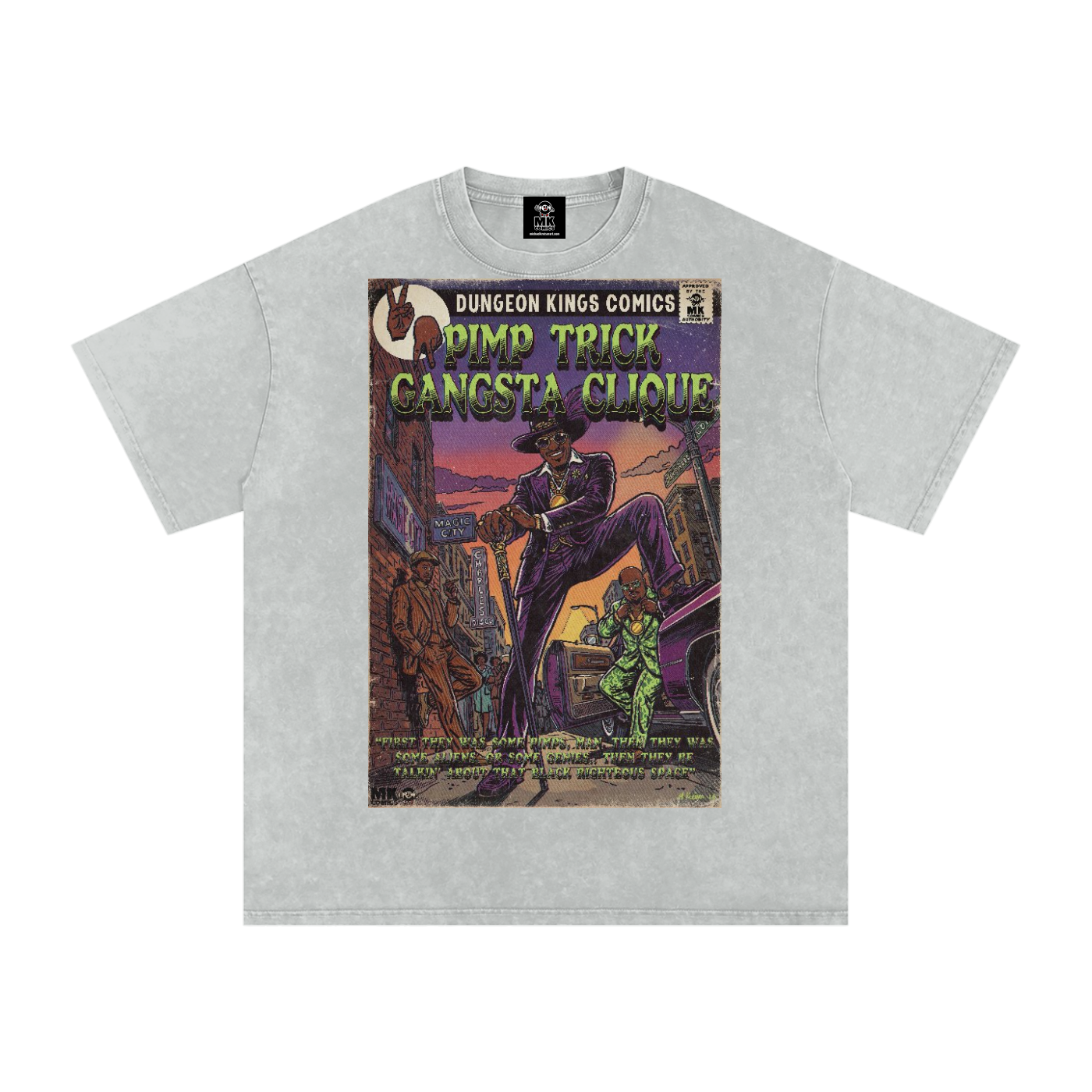 Pimp Trick Gangsta Clique - Snow Washed Oversized Cotton T-Shirt