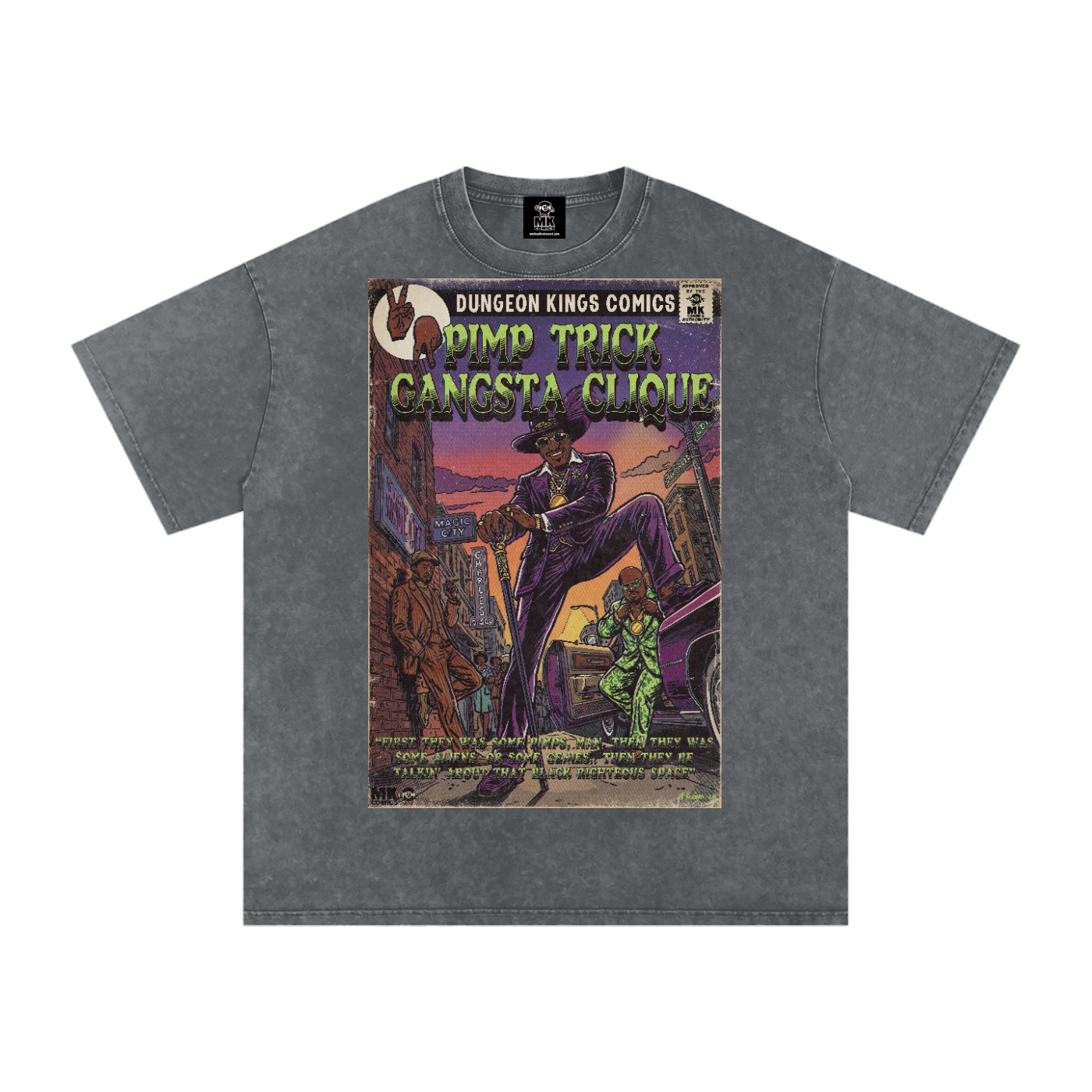 Pimp Trick Gangsta Clique - Snow Washed Oversized Cotton T-Shirt