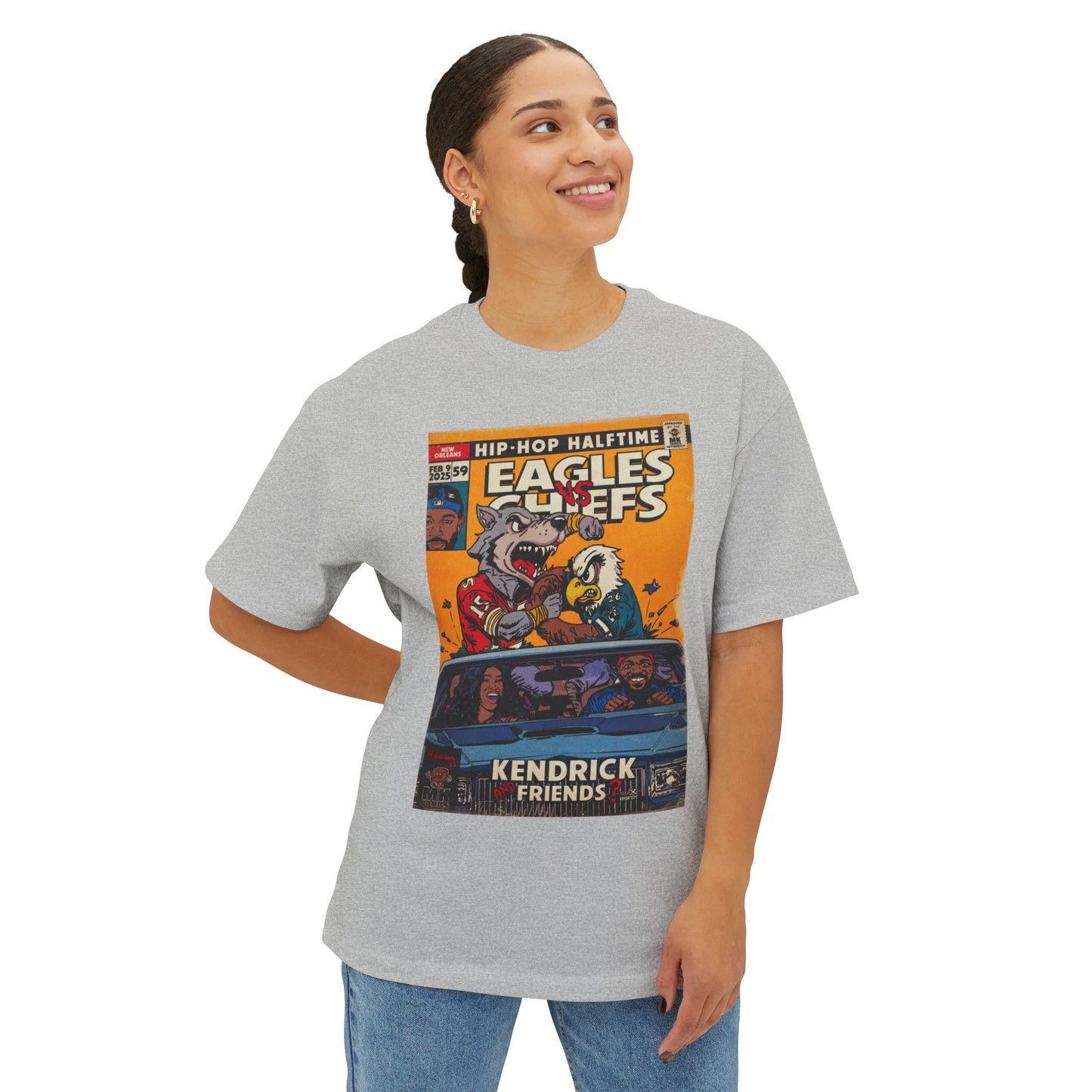 Kendrick & SZA - 2025 Halftime - Eagles vs Chiefs - Unisex Oversized Boxy Tee