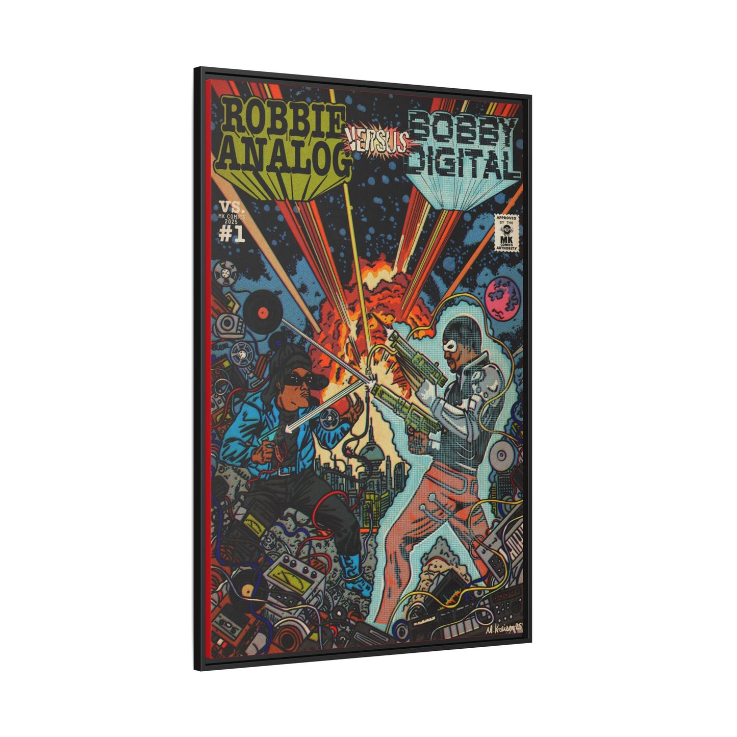 Analog vs. Digital - Matte Canvas, Framed (Multi-color)