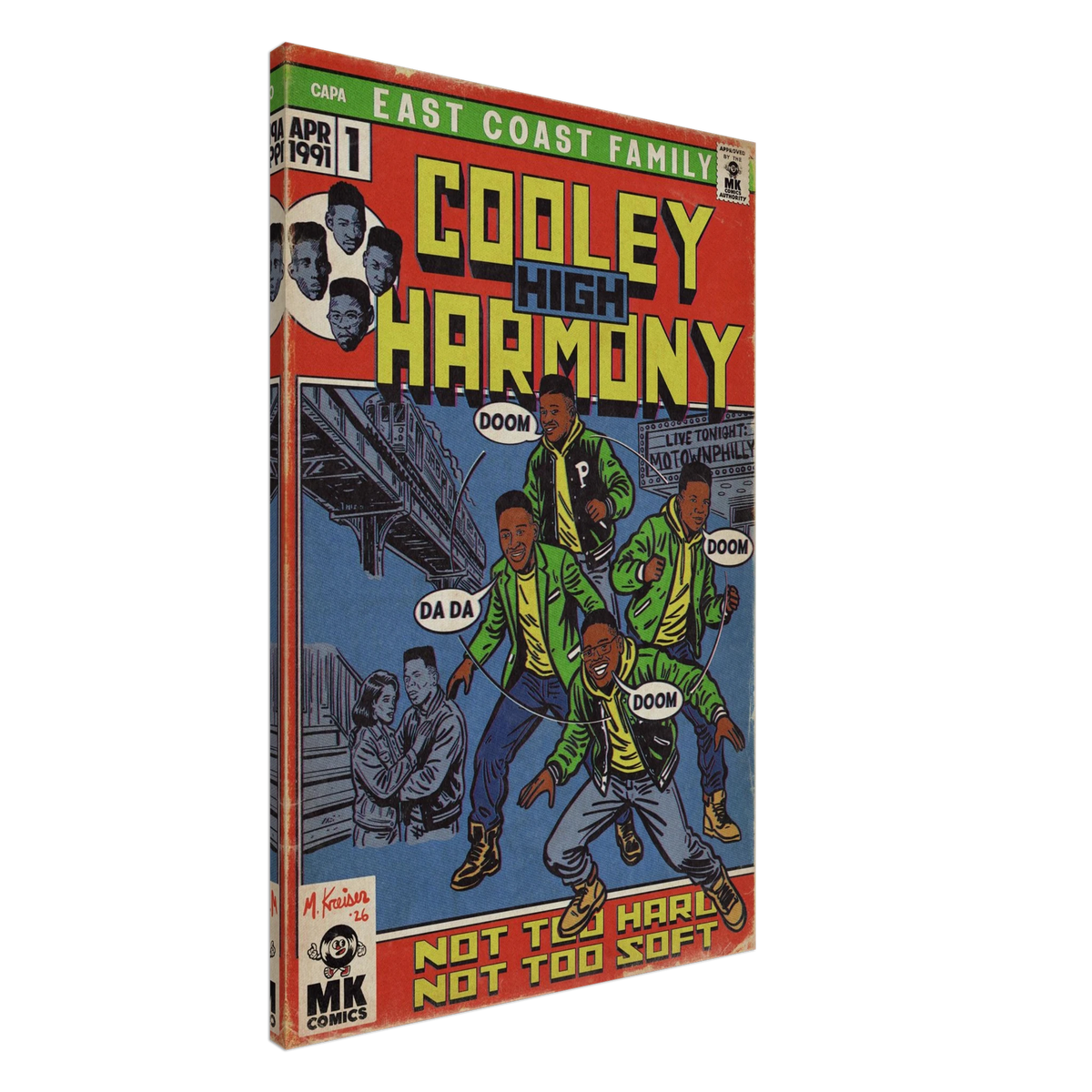 Boyz II Men - Coolyhighharmony Parody Comic Art by MK Comics - Fine Art of MK on a matte canvas, wall art