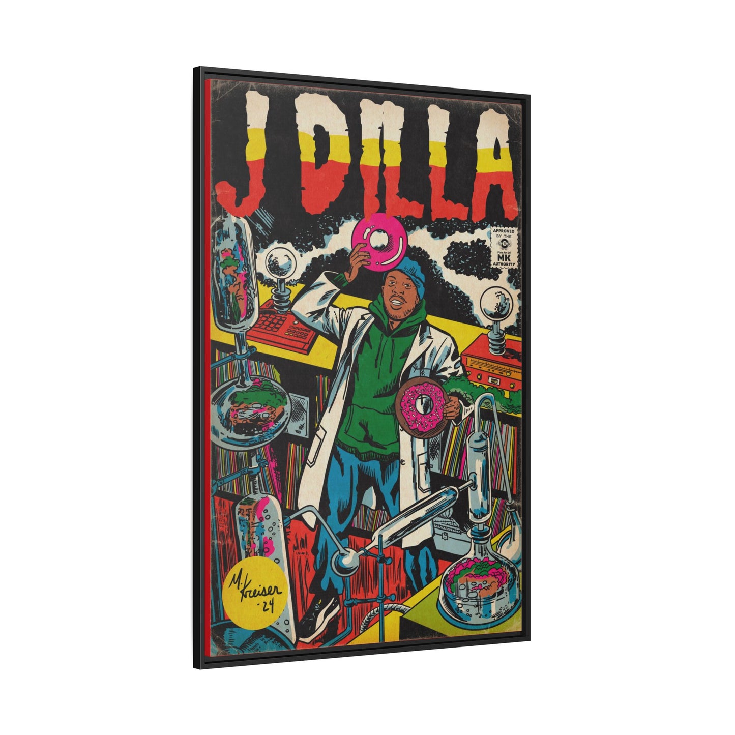 J Dilla - Comic Book Art - Gallery Canvas Wraps, Vertical Frame