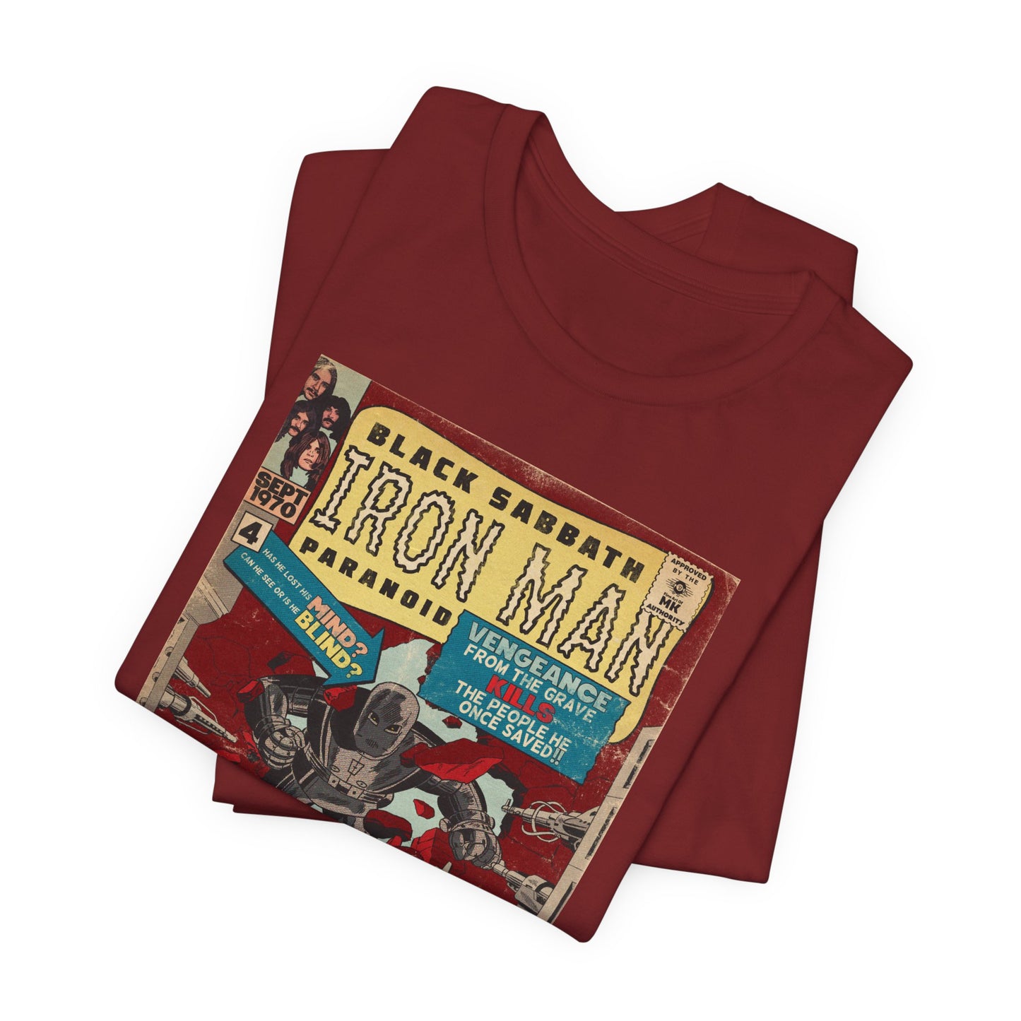 Black Sabbath - Iron Man Rock Comic Art - Unisex Jersey Short Sleeve Tee