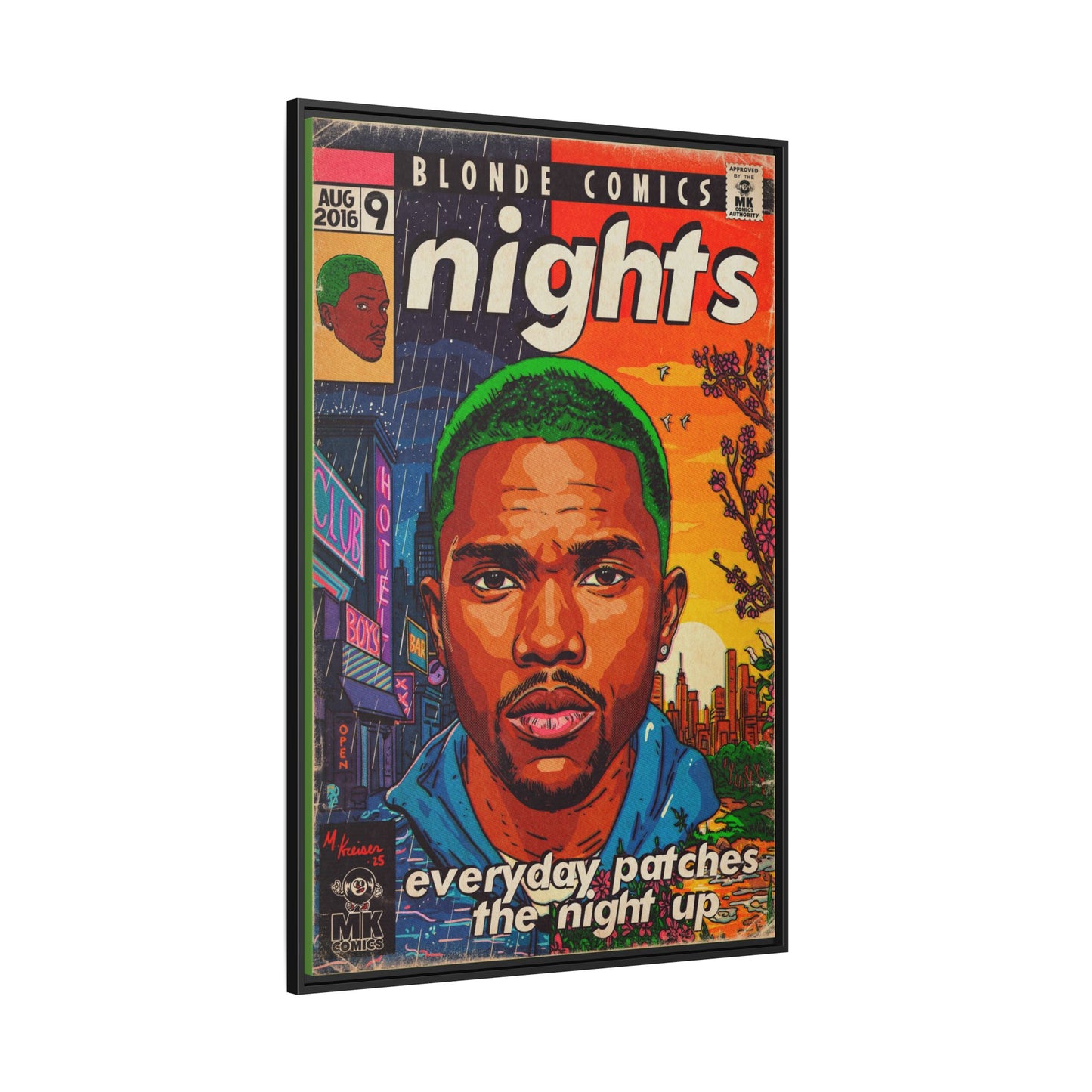 Frank Ocean -Nights - Matte Canvas, Framed (Multi-color)