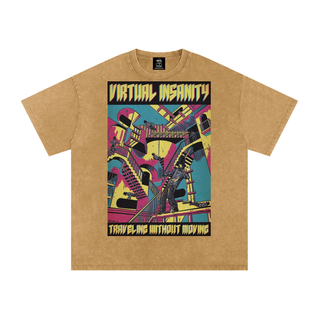 Virtual Insanity - Snow Washed Oversized Cotton T-Shirt