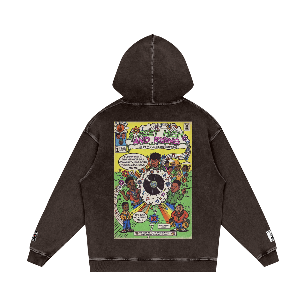 3 Feet High & Rising - Snow Washed Loose Cotton Hoodie