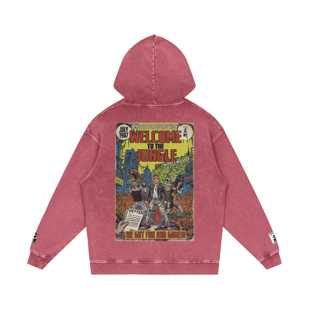 Welcome to the Jungle - Snow Washed Loose Cotton Hoodie