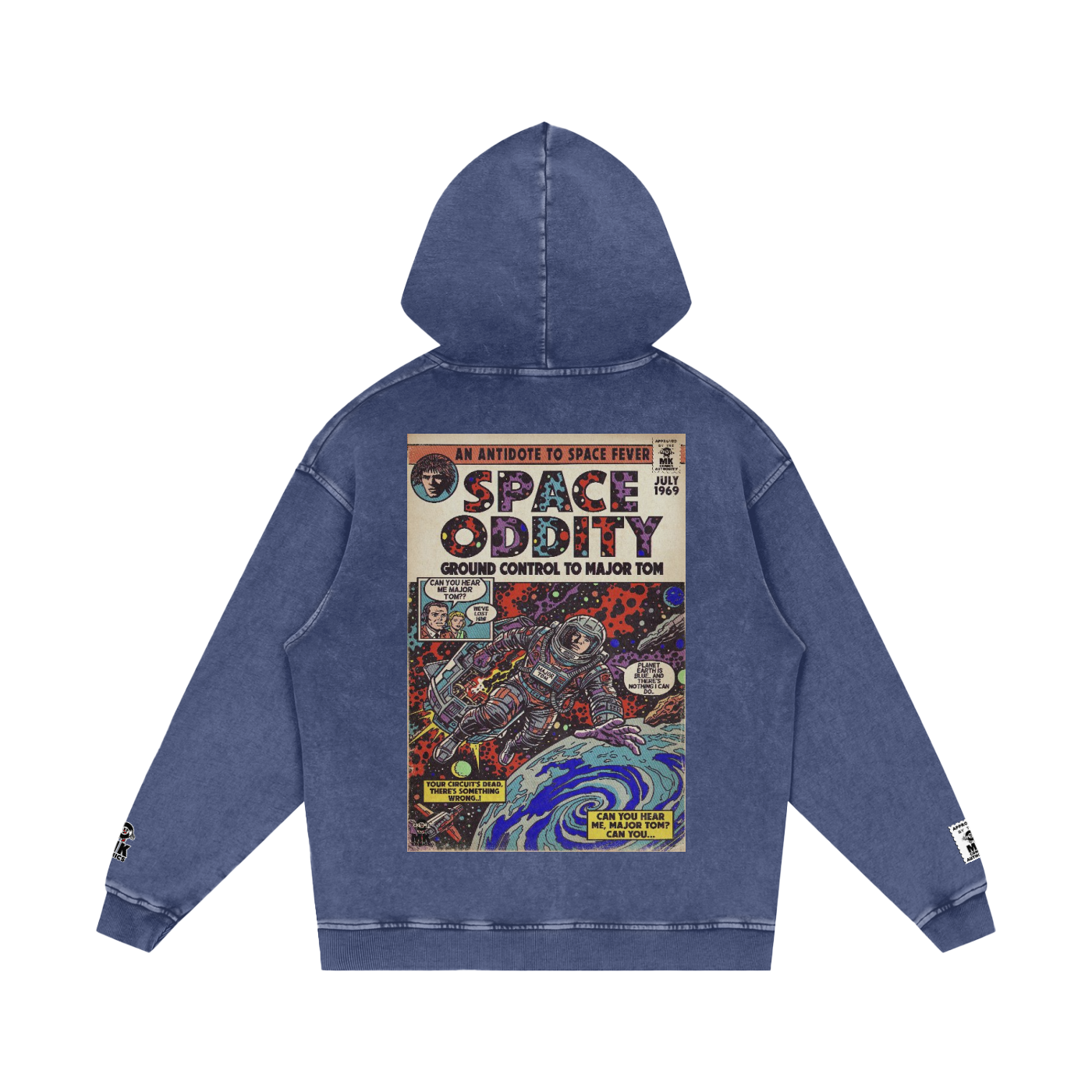 Space Oddity - Snow Washed Loose Cotton Hoodie